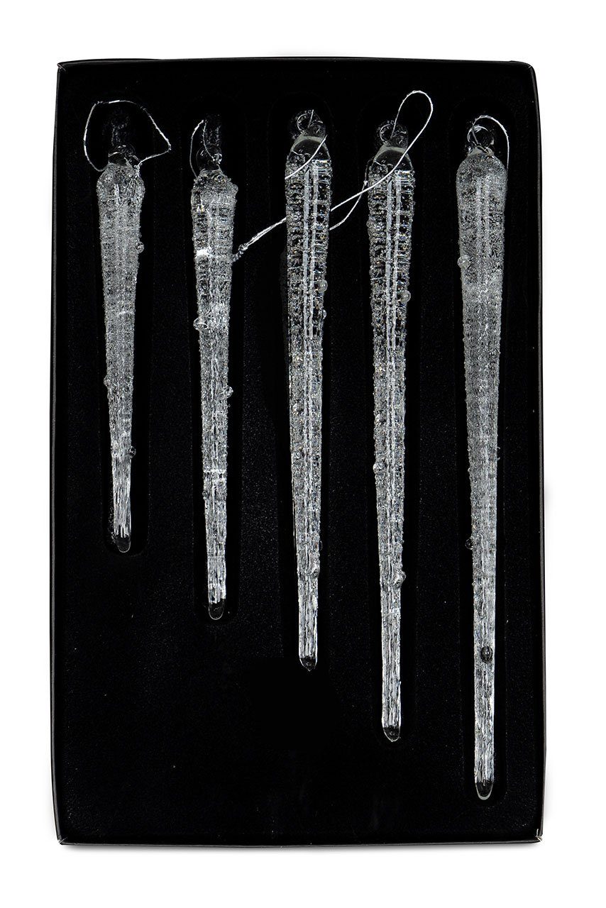 Anhänger Christbaumschmuck, 5x Variante Eiszapfen Glas 1 10-18cm Deko Winterdeko Levandeo® Weihnachtsdeko