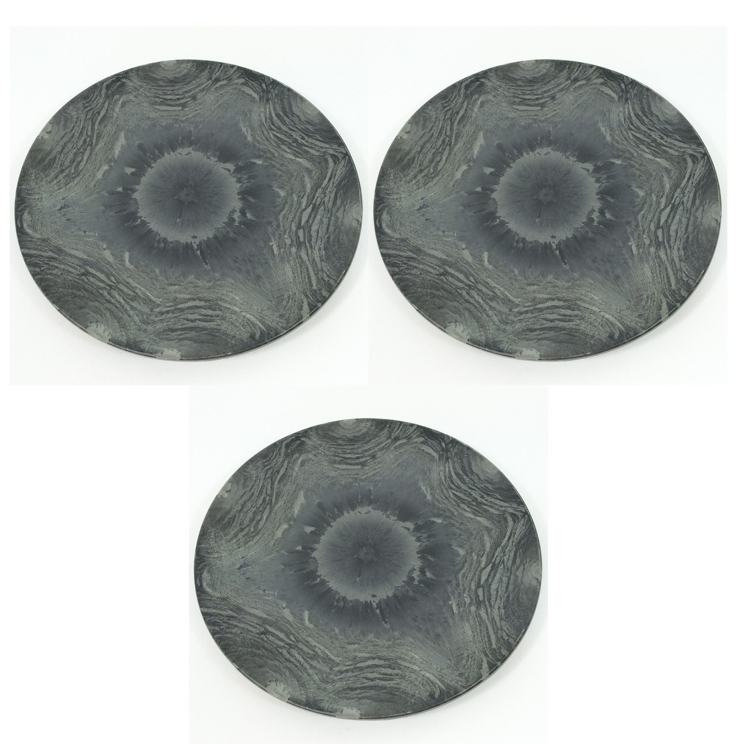 Annastore Dekoteller 3 x Dekoteller aus Kunststoff in Schiefer-Optik Ø 22 cm (3 St), Wiederverwendbar