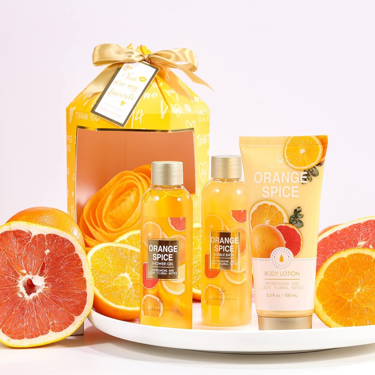 Pflege-Geschenkset Geschenkset Geschenkbox, 4 tlg. Diyarts Beautyset Frauen- Mini Wellness Pflegeset Set Bade Spa-Entspannung für Orangenduft