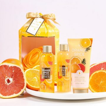 Diyarts Pflege-Geschenkset Geschenkset Frauen- 4 tlg. Orangenduft Mini Geschenkbox, Bade Wellness Set für Spa-Entspannung Beautyset Pflegeset