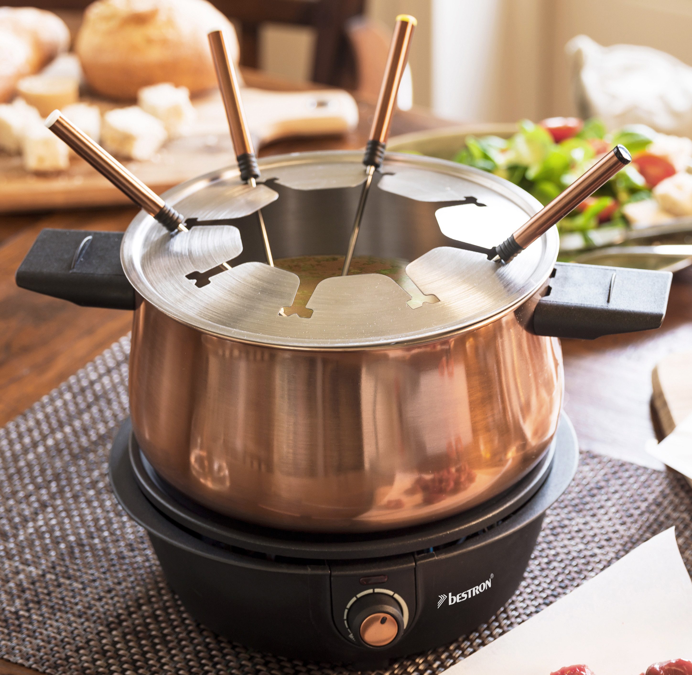 bestron Elektro-Fondue AFD850, 8 Fonduegabeln, 1,5 l, mit Thermostat