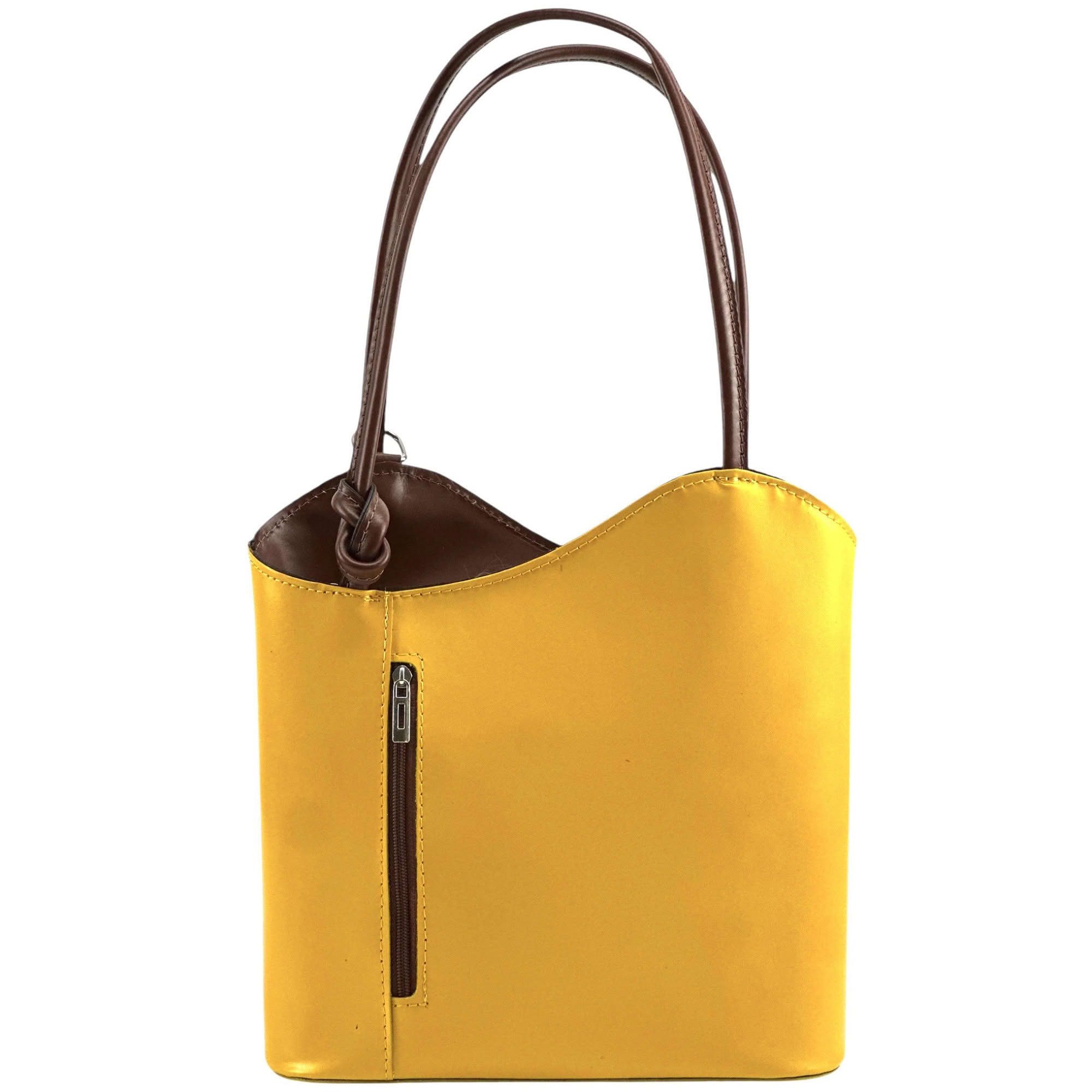 Henkeltasche Damen Rucksack Umhänge Hand Tasche Echt Leder Italien