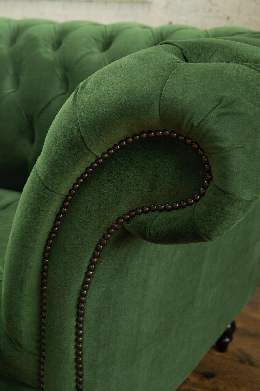Chesterfield-Sofa, Sofa Chesterfield Textil JVmoebel Grüne Couch Sitzer Polster Zwei
