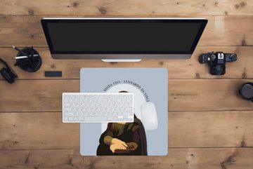 MuchoWow Gaming Mauspad Mona Lisa - Blau - Vintage - Alte Meister (1-St), Mousepad mit Rutschfester Unterseite, Gaming, 40x40 cm, XXL, Großes