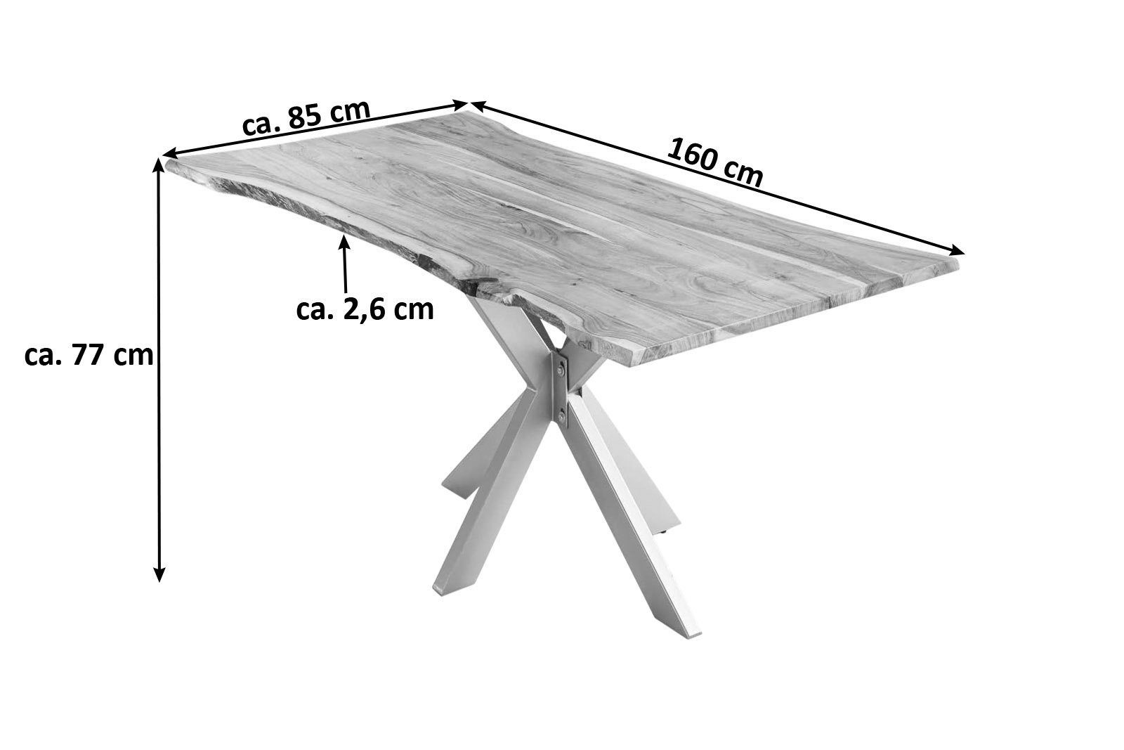 SAM® Baumkantentisch Memphistos, Akazienholz, Baumkante, Metallgestell günstig online kaufen