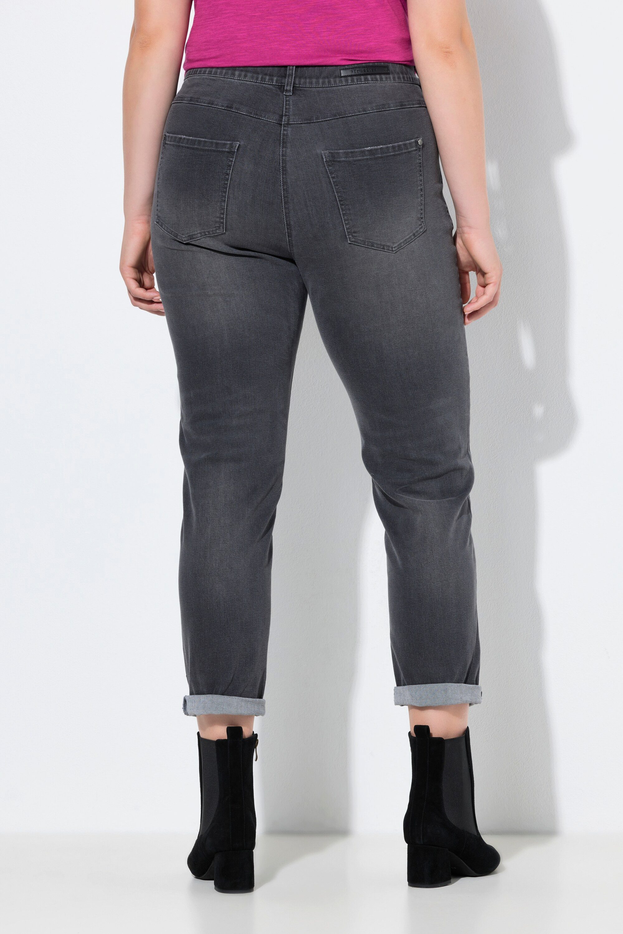 Ulla Popken Regular-fit-Jeans Boyfriend-Jeans Blüten Ziersteine Stretch