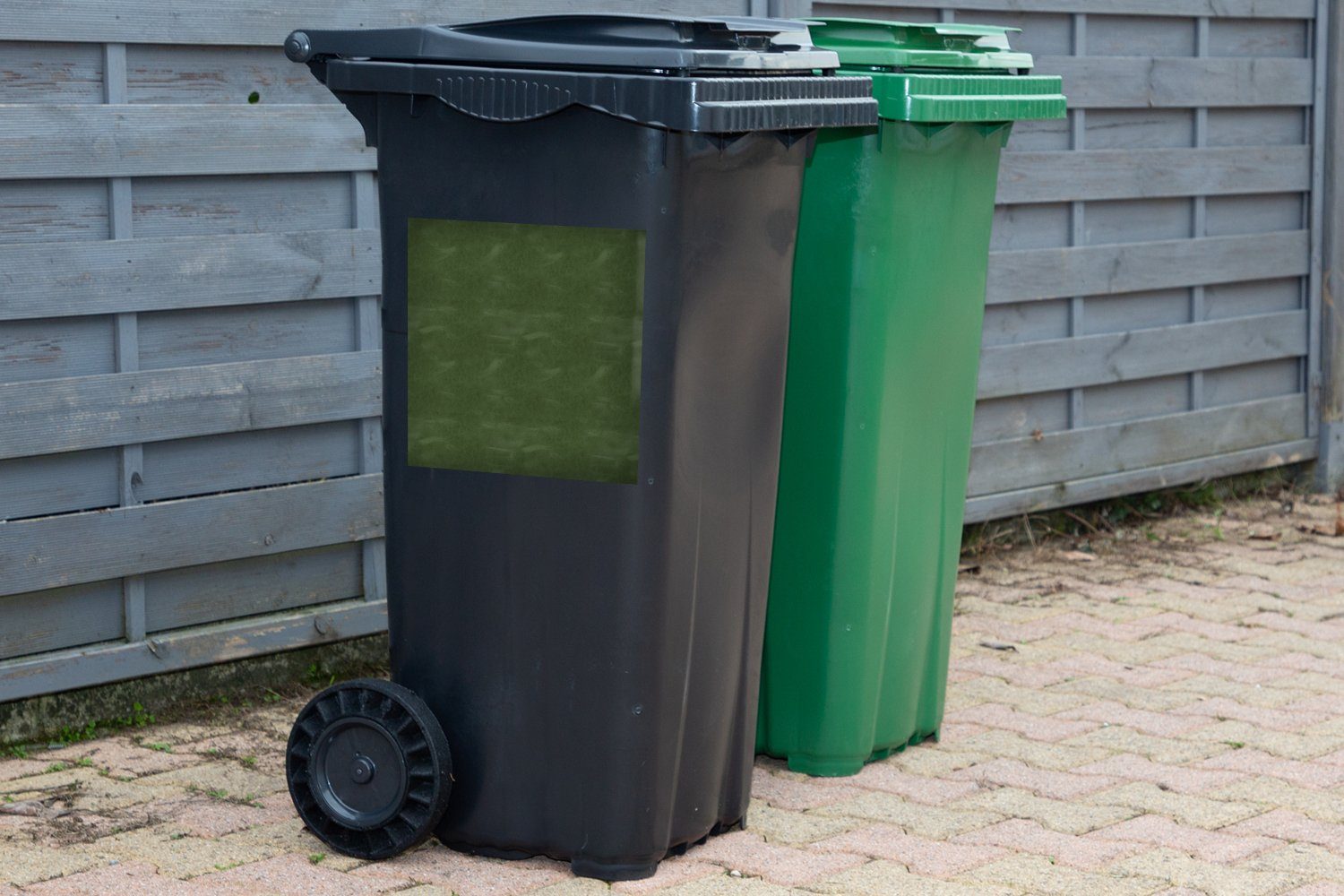 Wandsticker Tierhaut St), - Mülleimer-aufkleber, (1 Mülltonne, Sticker, - Container, MuchoWow Grün Leder Abfalbehälter