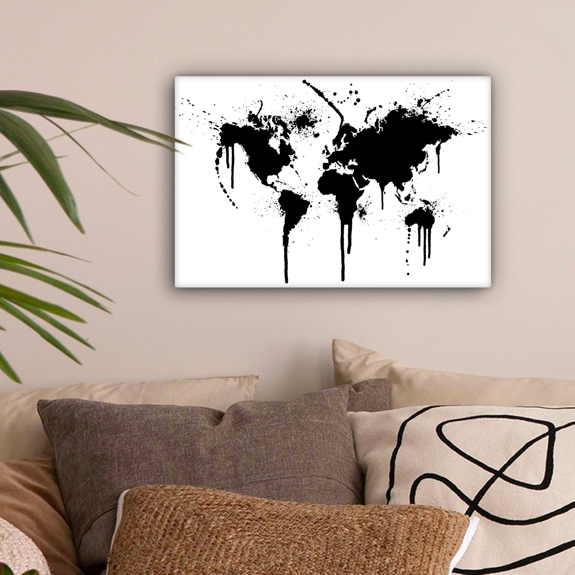OneMillionCanvasses® Leinwandbild Weltkarte - Tinte - günstig online kaufen