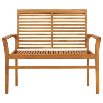 vidaXL Gartenbank Gartenbank mit Hellgrüner Auflage 112 cm Massivholz Teak (1-St)