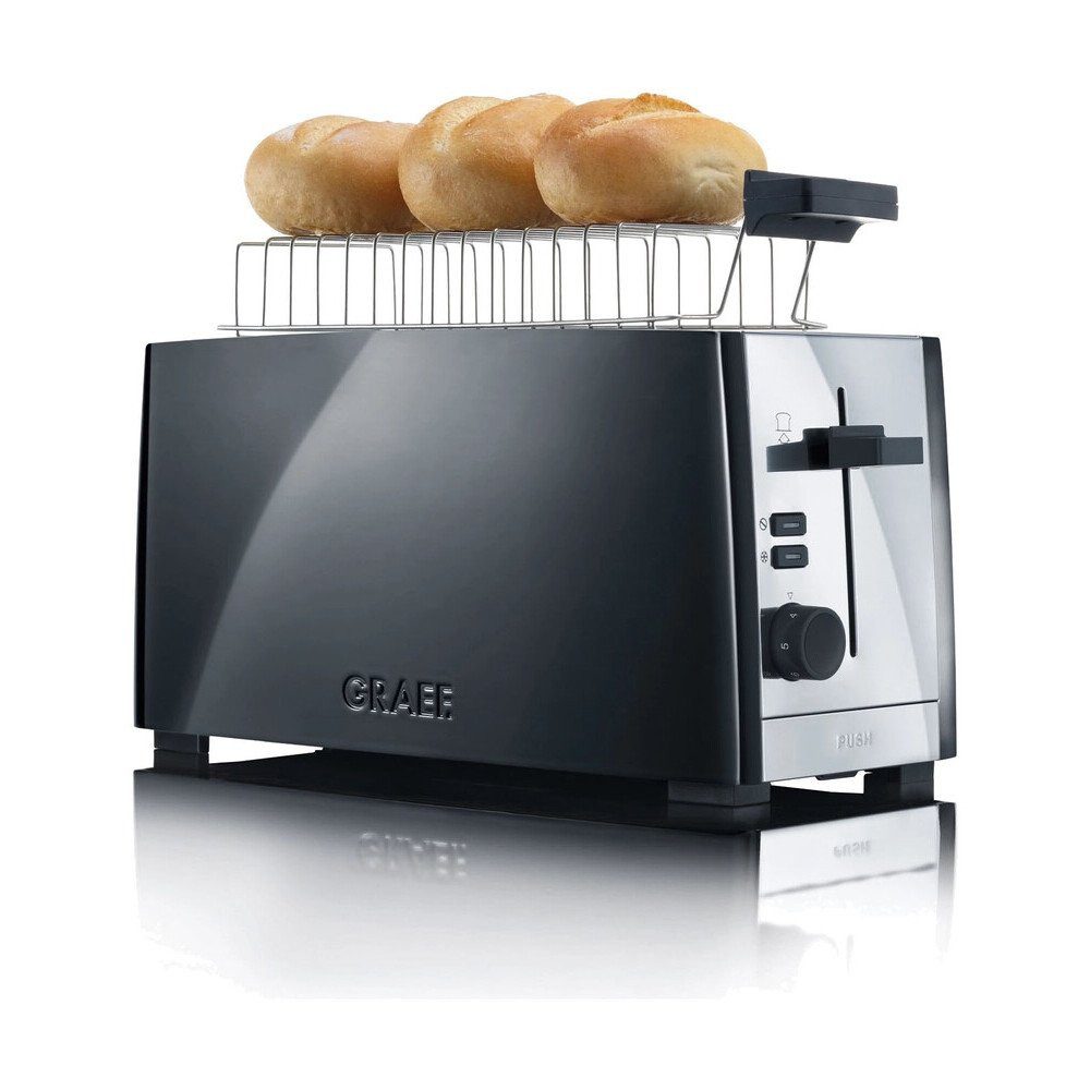 Graef Toaster TO102 4-Scheiben-Toaster 38x16x19 cm 1380 W schwarz, TO102, 38,00cm, Edelstahl, schwarz