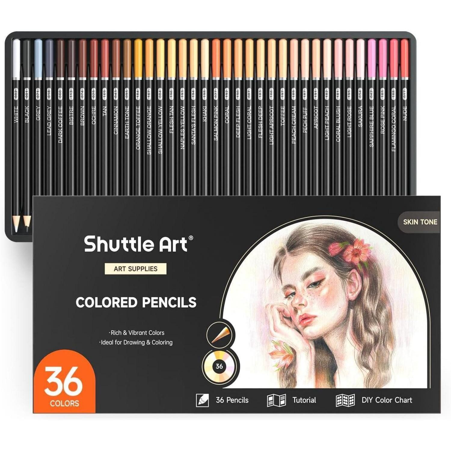 LuxusKollektion Buntstift Buntstifte Set 36 Hauttöne Kinder Erwachsene Porträt Beige