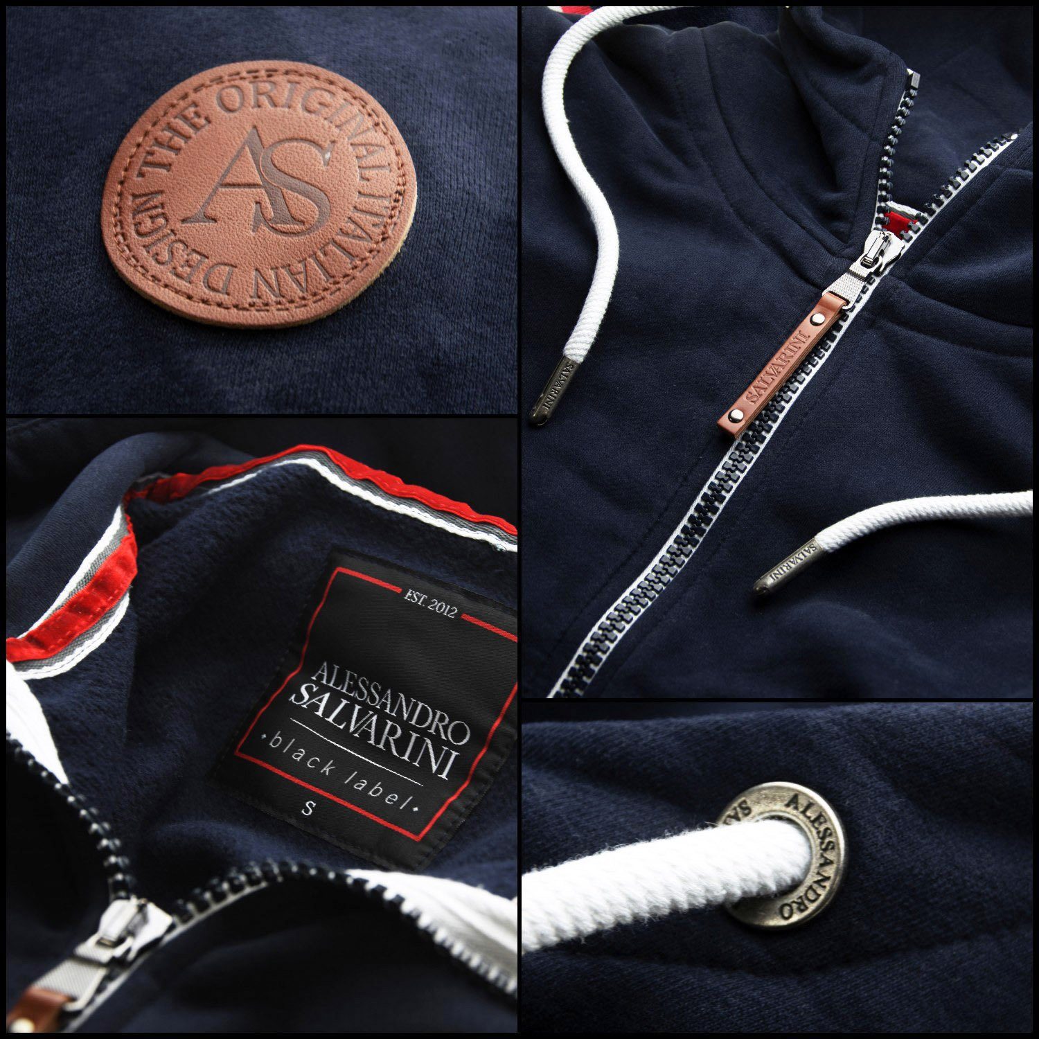 ASRevellio Sweatjacke Salvarini Alessandro Kapuze großer mit Navy