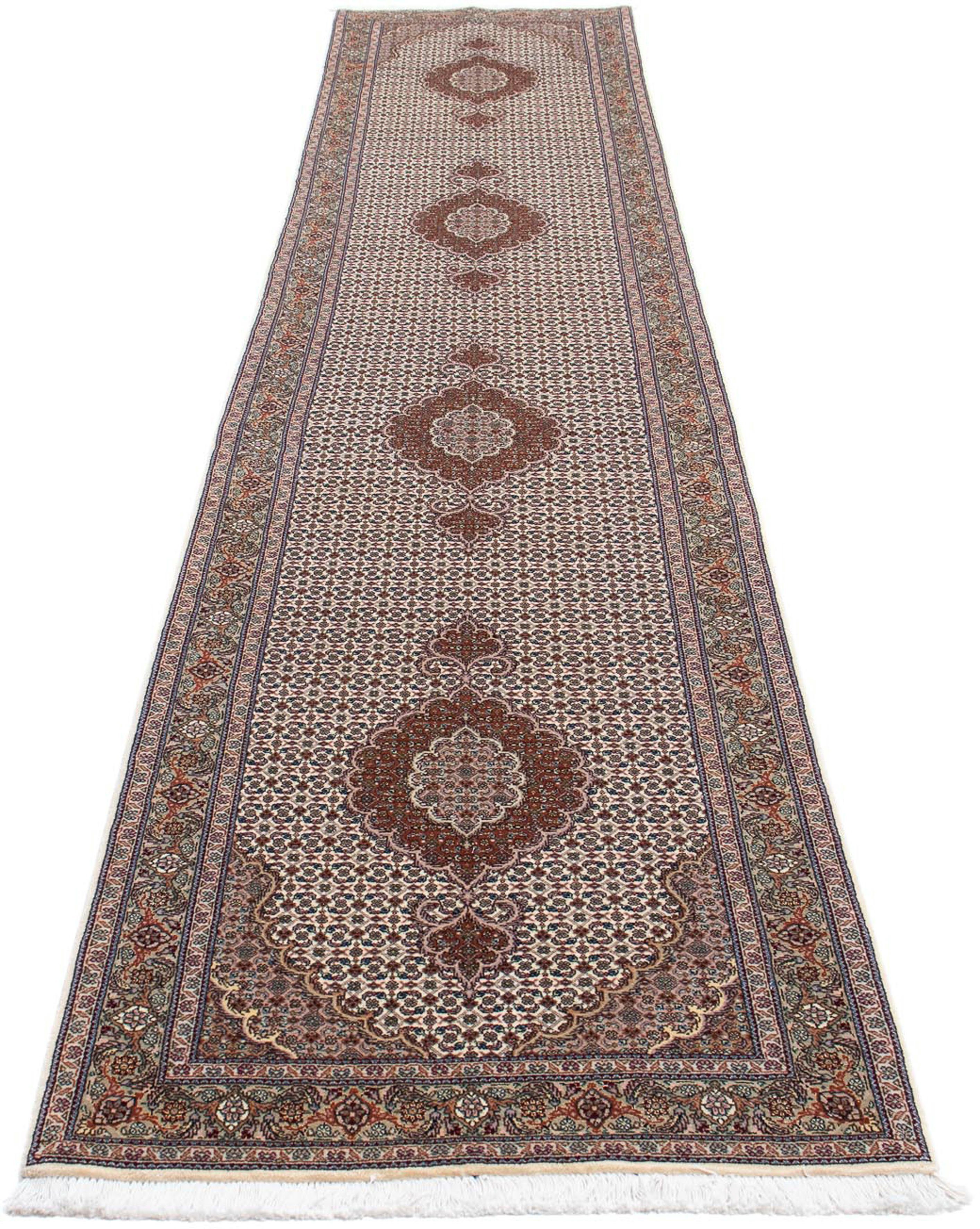 Orientteppich Perser - Täbriz - 402 x 82 cm - mehrfarbig, morgenland, rechteckig, Höhe: 10 mm, Wohnzimmer, Handgeknüpft, Einzelstück mit Zertifikat