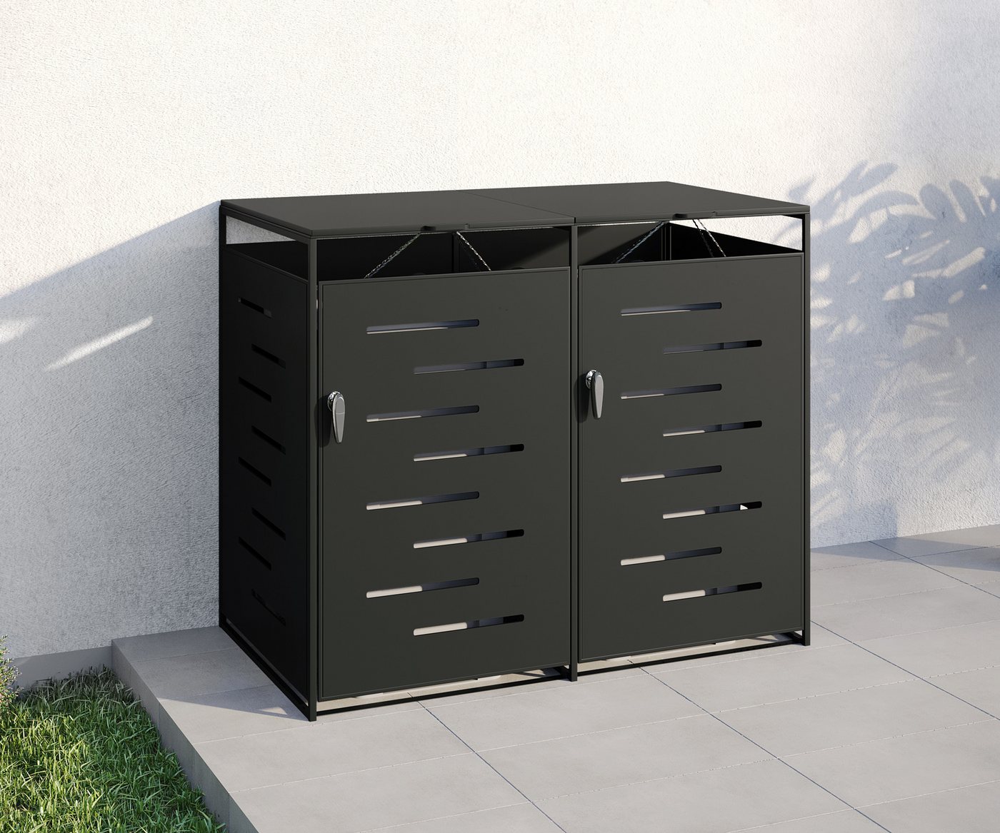 Thumbnail - STEELSØN Mülltonnenbox Diorus (auch für 1, 3 oder 4 Tonnen verfügbar), aus verzinktem Stahl, für 2 Tonnen