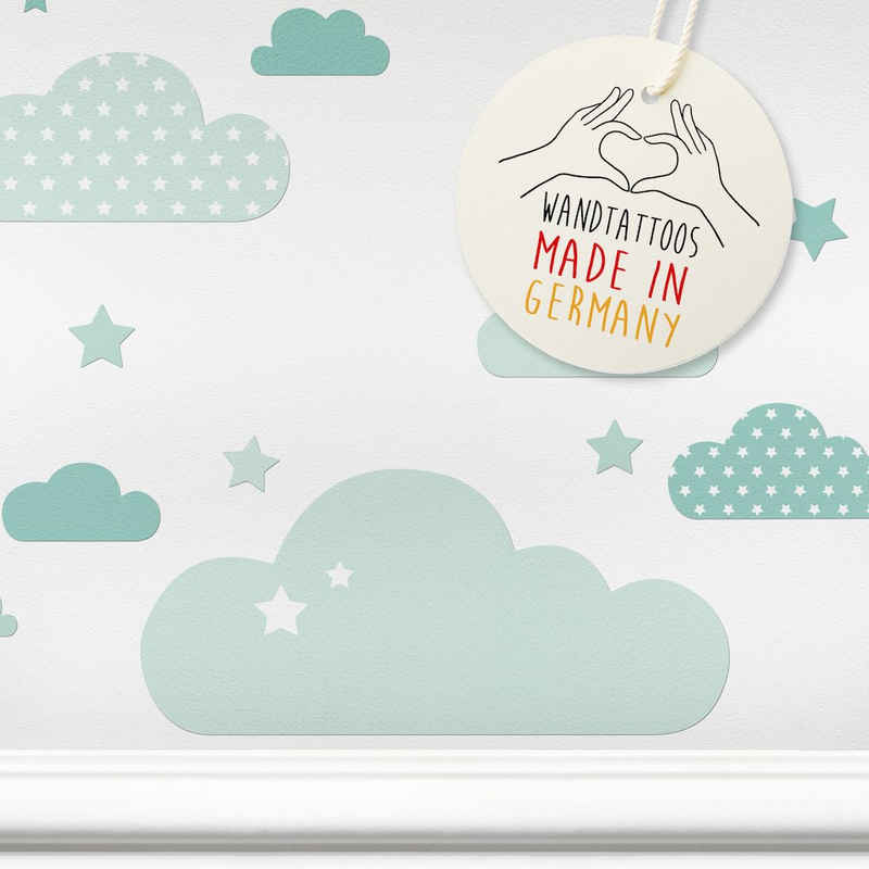 lovely label Wandsticker Wolken mint/grün - Wanddeko Kinderzimmer Baby