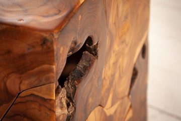 riess-ambiente Beistelltisch SQUARE 40cm natur, Massivholz · Würfel · Sitzhocker · Handmade · Teakholz