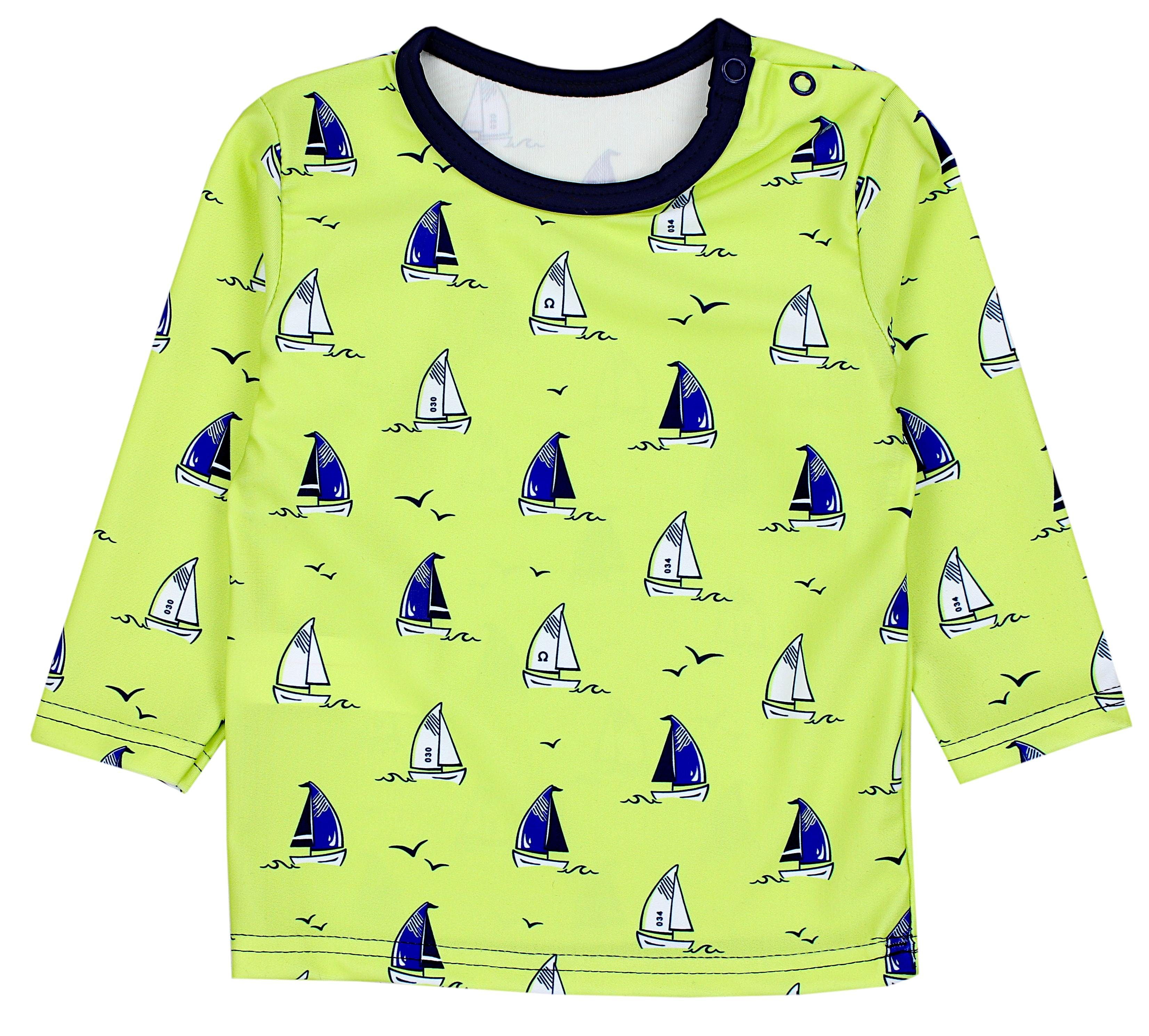 Badehose Aquarti Badeanzug Dunkelblau Badeanzug Zweiteiliger / / Kinder Langarm Segelboot UV-Schutz Hellgrün T-Shirt Jungen Baby