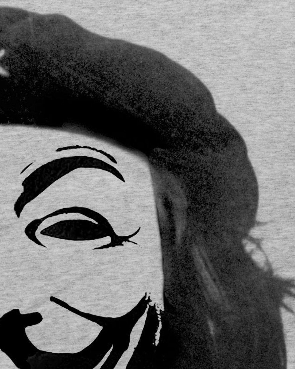 kuba Herren Guevara Print-Shirt meliert maske g8 style3 guy Anonymous fawkes guy grau fawkes Che hacker occupy T-Shirt