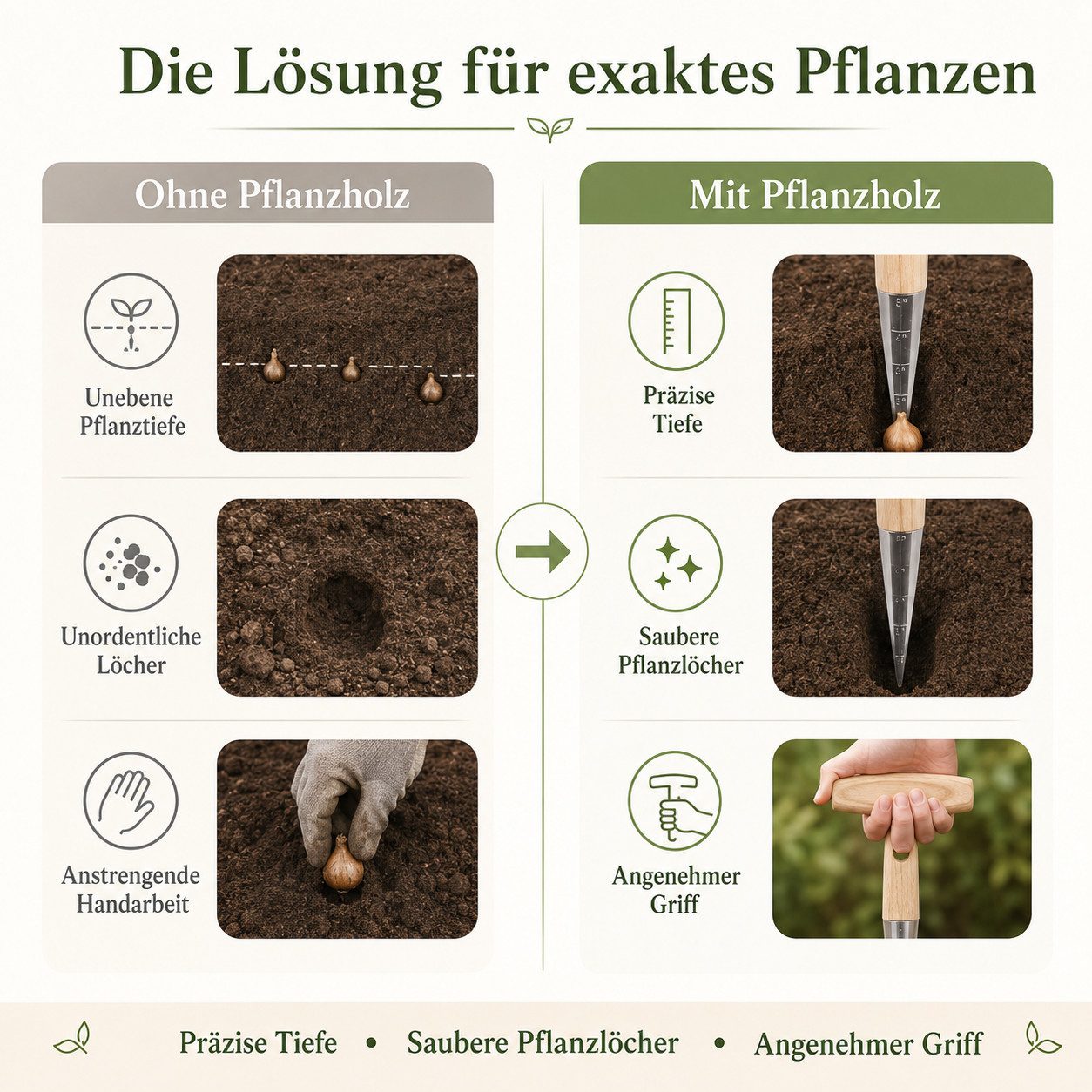esschert design Pflanzkelle Pflanzholz mit Tiefenmarkierungen für präzises Pflanzen, (1 St) – Bild 5 von 5