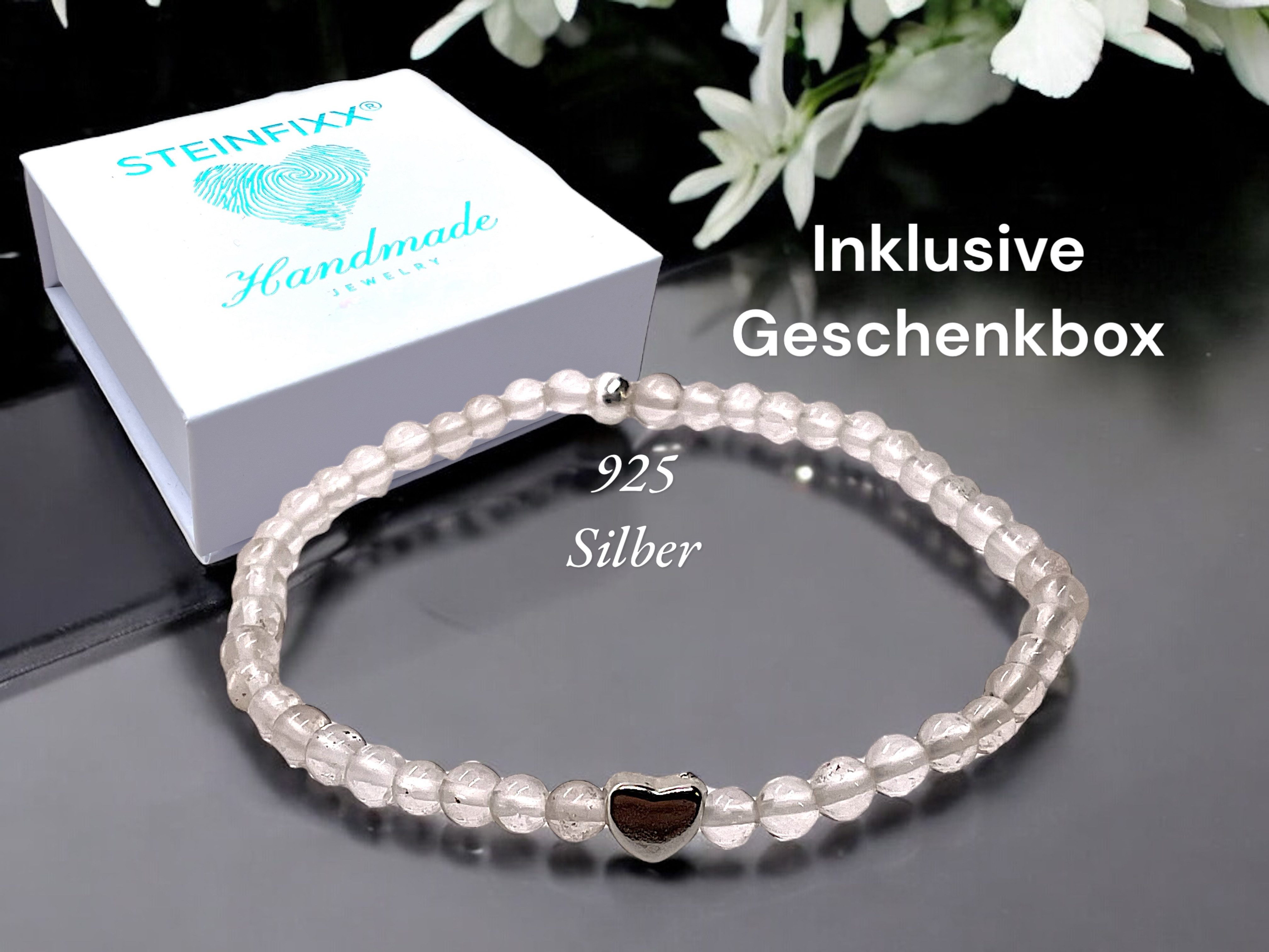 Steinfixx® Perlenarmband Edelsteinarmband aus klarem Bergkristall mit 925 S günstig online kaufen