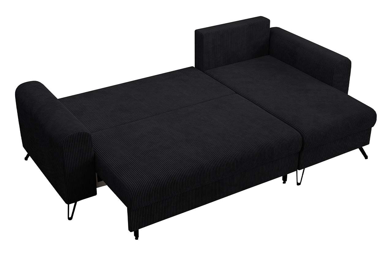 MKS MÖBEL Ecksofa HUGO, Modern mit Bettsofa, Lincoln L-Form Bettfunktion, - Couch Kissen Schwarz Ecksofa, lose