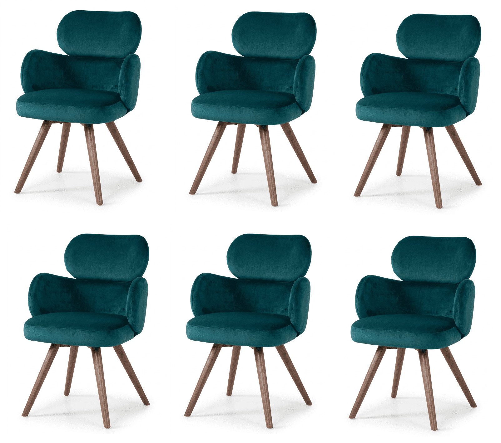 JVmoebel Sitzgruppe Prestige Esszimmerstühle 6er Set Grün Smaragdgrün Textil Grandioser, (6-tlg., 6-tlg)