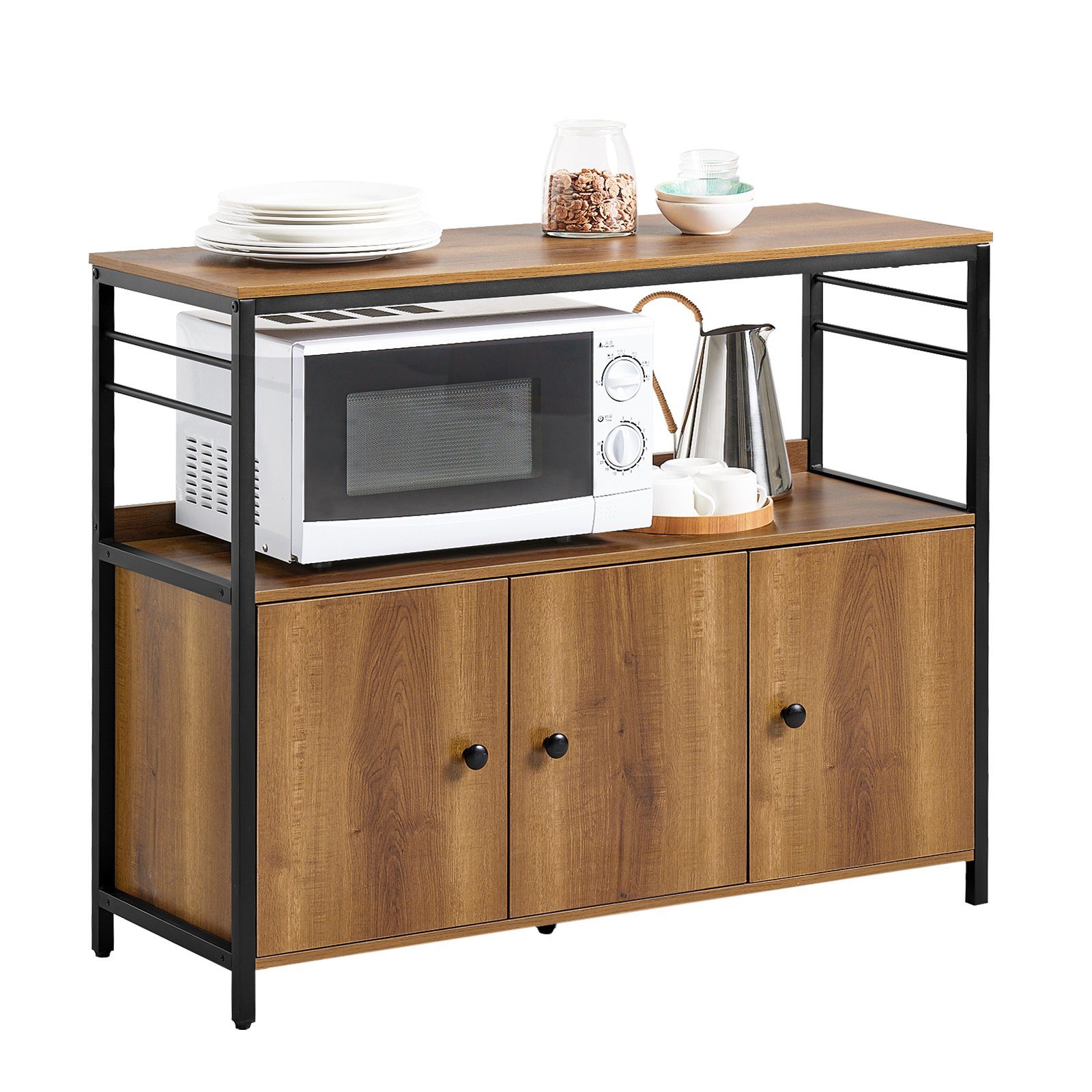 SoBuy Sideboard FSB63, mit 3 Türen und 1 offnen Ablage Kommode Schrank