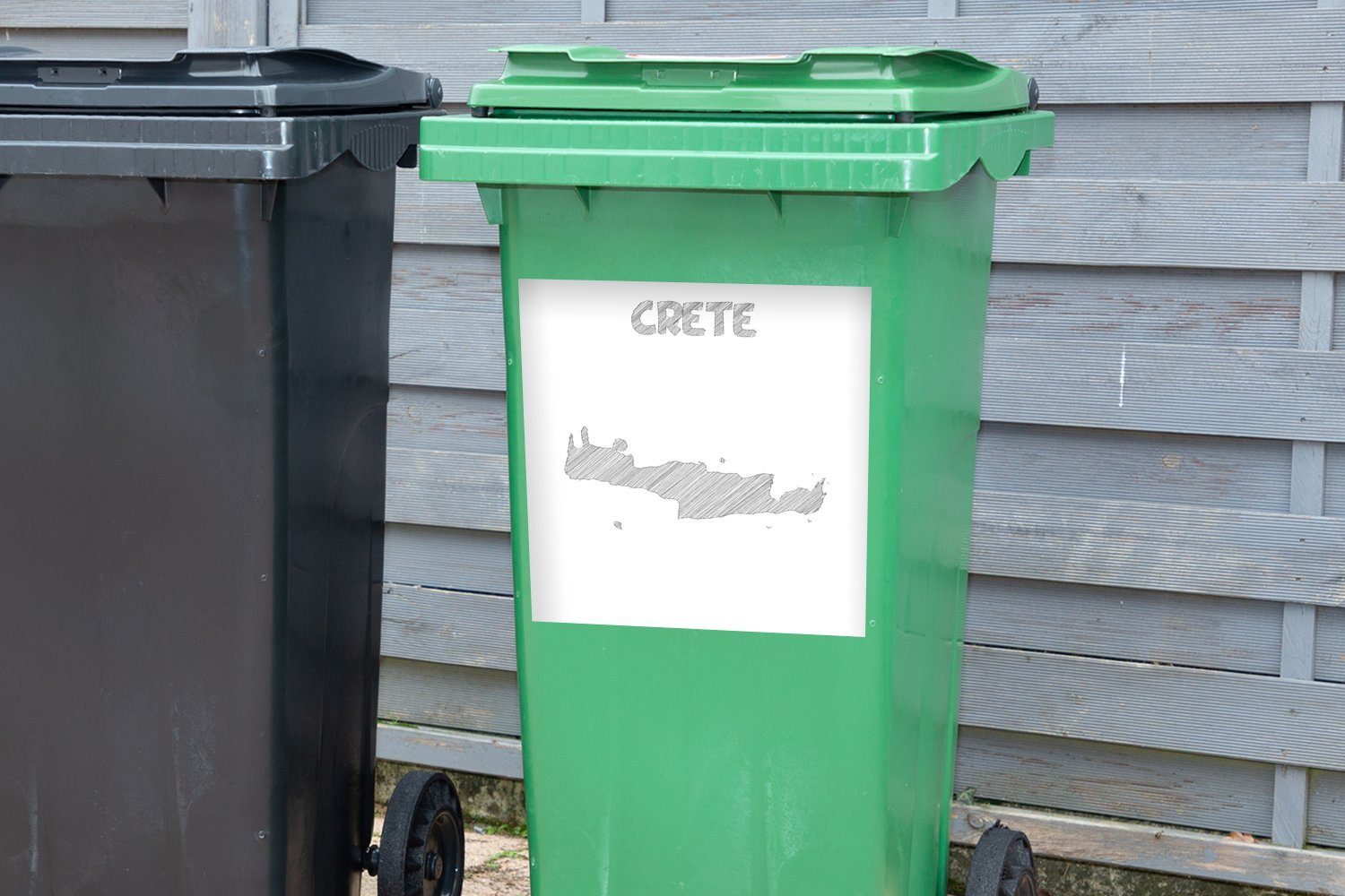 MuchoWow Wandsticker Sticker, Mülltonne, von Zeichnung der St), Container, Karte Abfalbehälter Kreta Mülleimer-aufkleber, (1