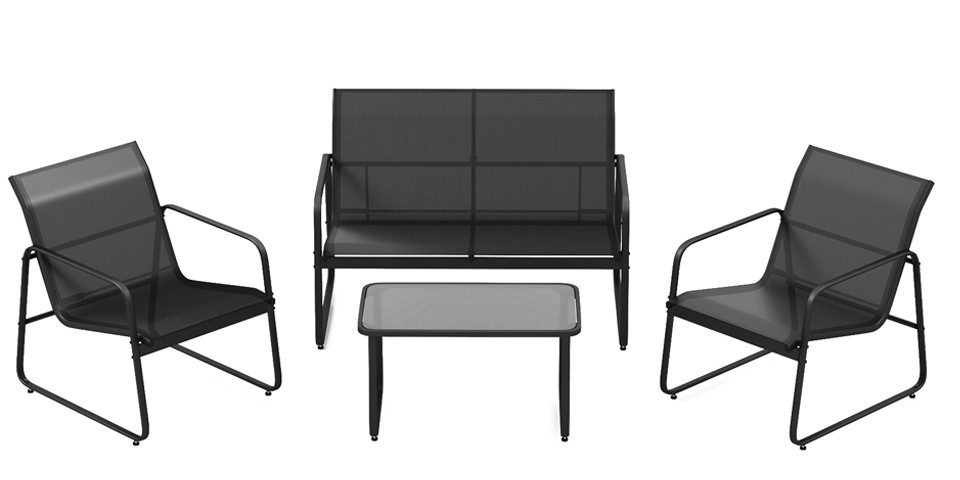 COSTWAY Balkonset Gartenmöbel-Set, (4-tlg), mit Tisch, Bank, für 4 Personen