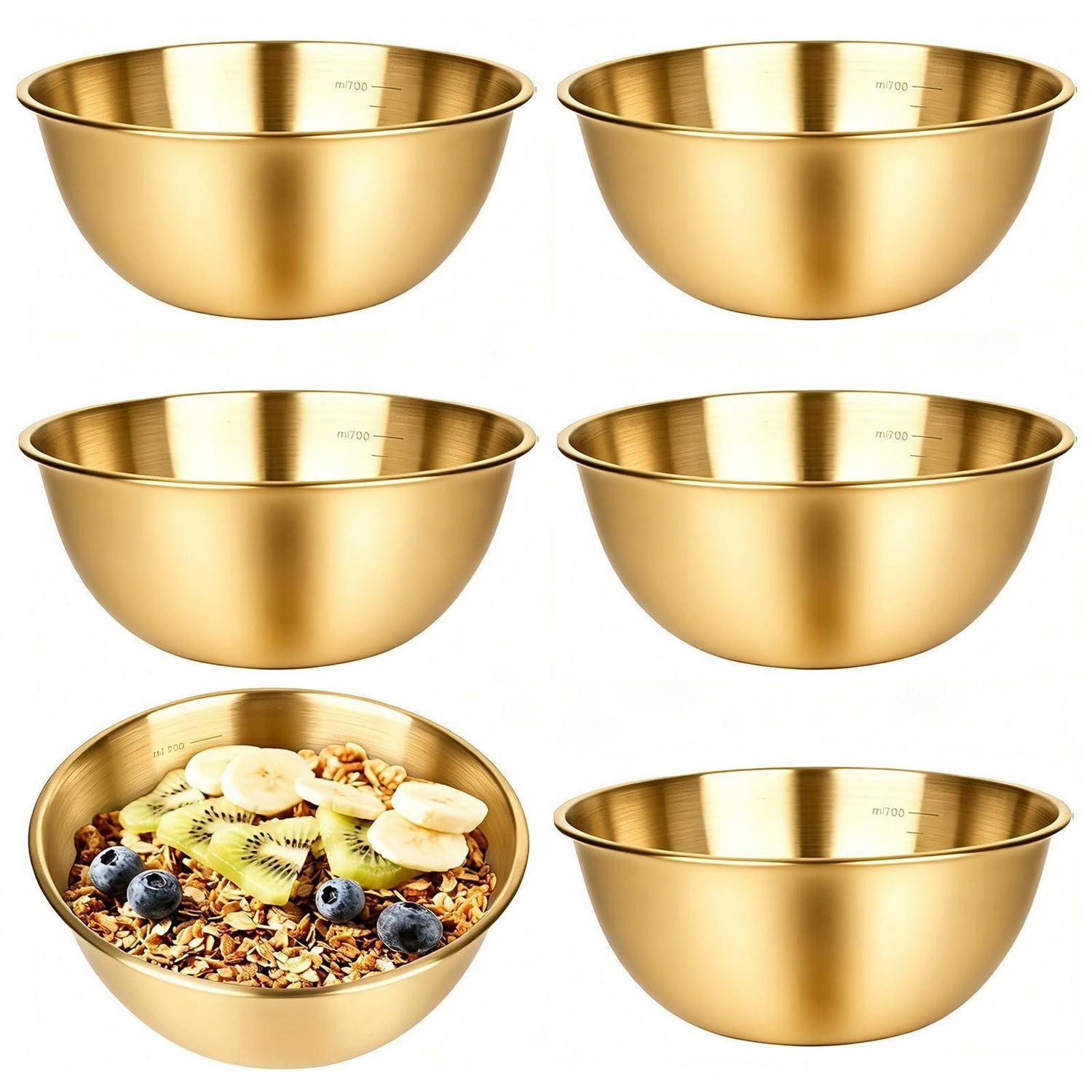 LuxusKollektion Salatschüssel Edelstahl Schüssel Set 6-teilig, Metall, (6-tlg)
