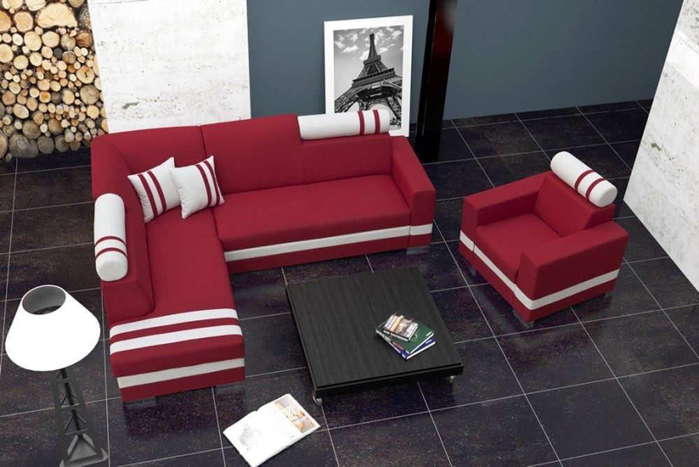 Ecksofa Designer Schlafsofa mit Bettfunktion und Stauraum-Eckcouch