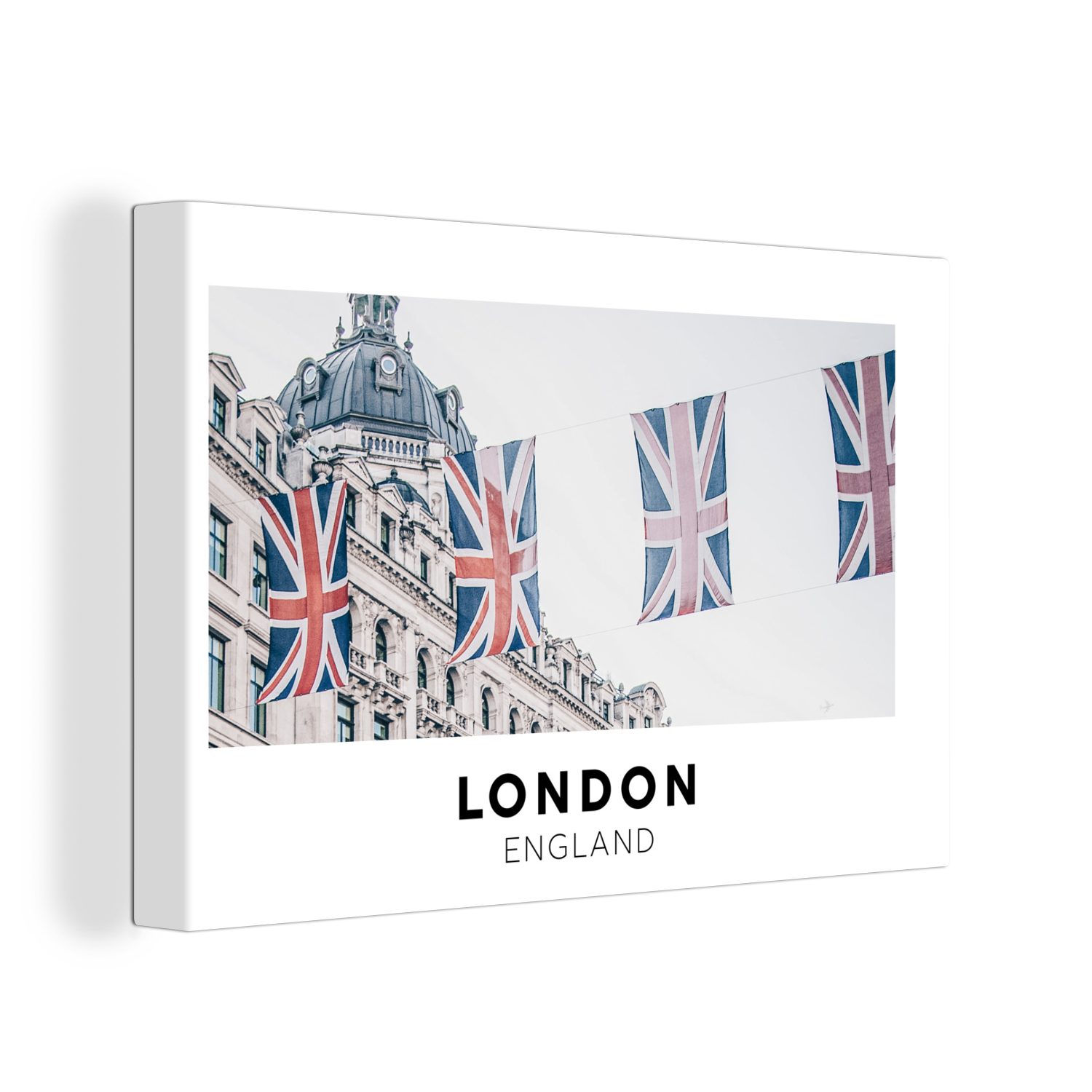 OneMillionCanvasses® Leinwandbild England - London - Flaggen, (1 St), Wandbild Leinwandbilder, Aufhängefertig, Wanddeko, 30x20 cm