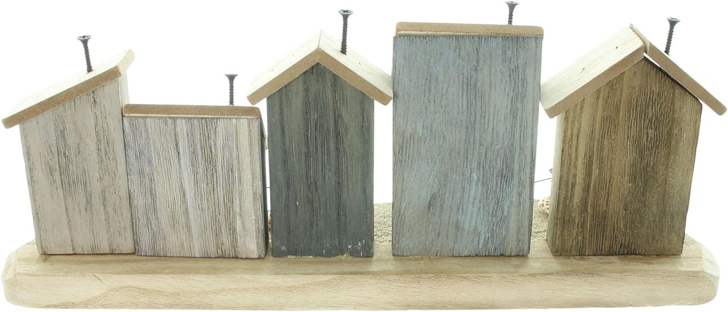 Dekoleidenschaft Dekofigur "Strandpromenade" aus Holz, Häuser mit Muscheln, Steinen und Sand, maritme Sommerdeko, Dekoobjekt, Holzdeko, Holzhäuschen, Haus, Häus – Bild 4 von 5