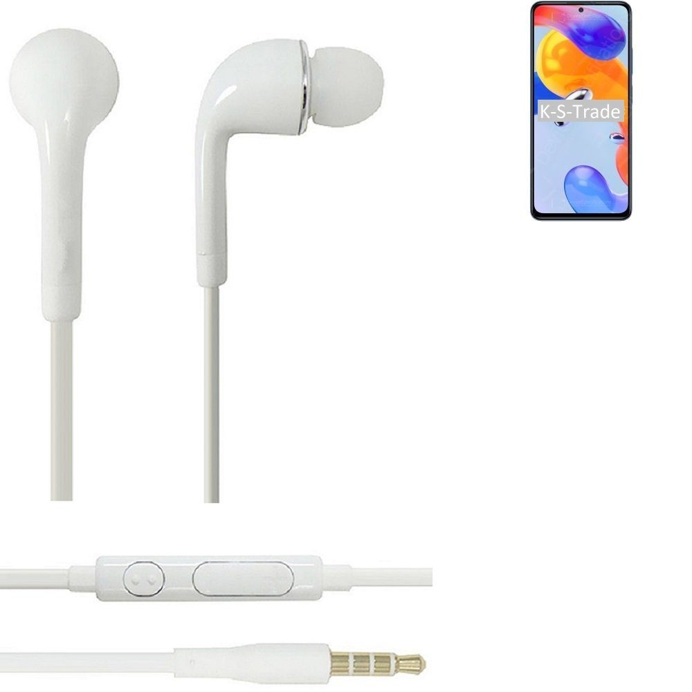11 K-S-Trade 5G u Pro weiß In-Ear-Kopfhörer Headset Lautstärkeregler (Kopfhörer 3,5mm) Xiaomi Global Redmi Note mit für Mikrofon