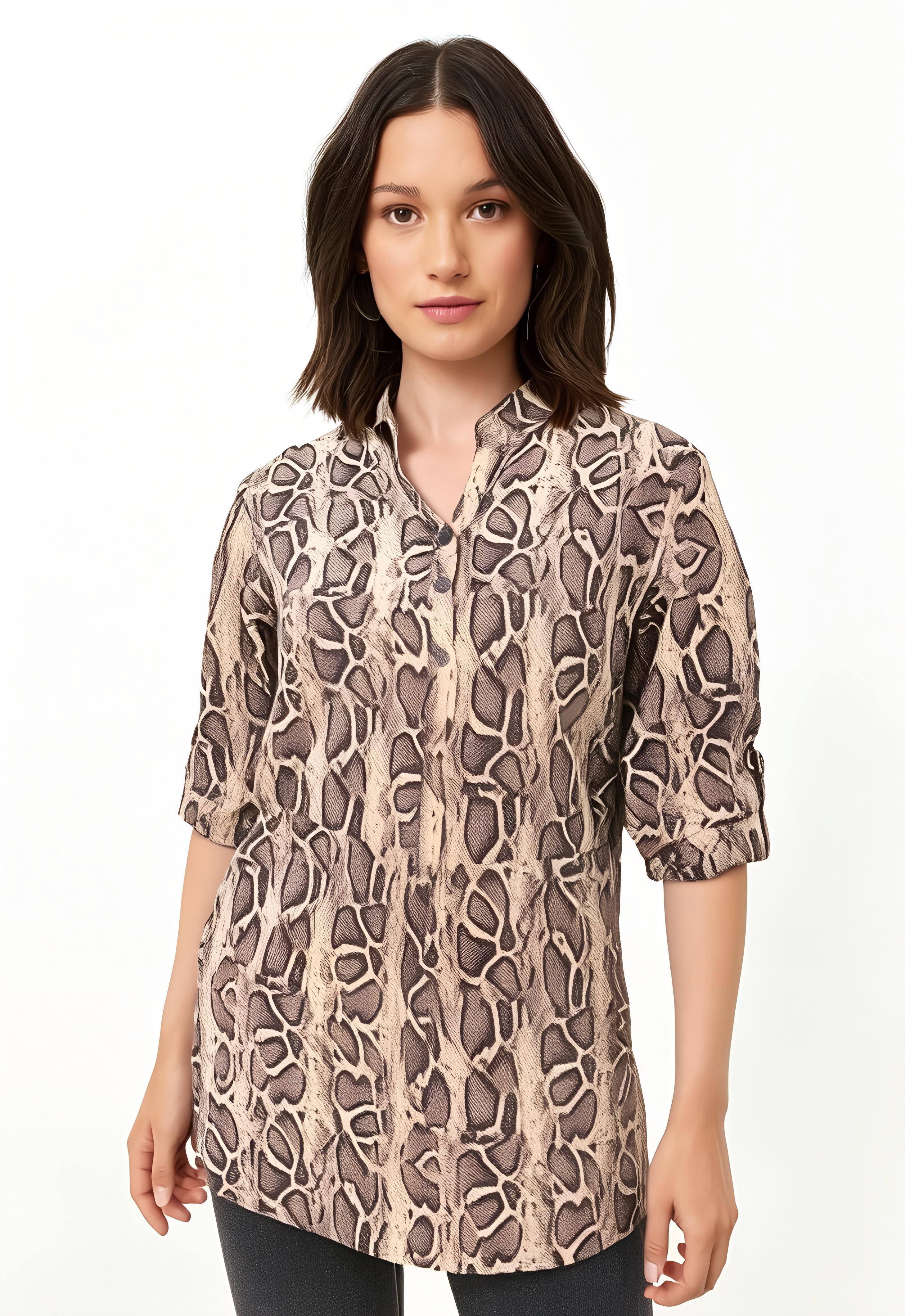 malito more than fashion Schlupfbluse Longbluse Animalprint 2310 lockere Bluse Animal Print