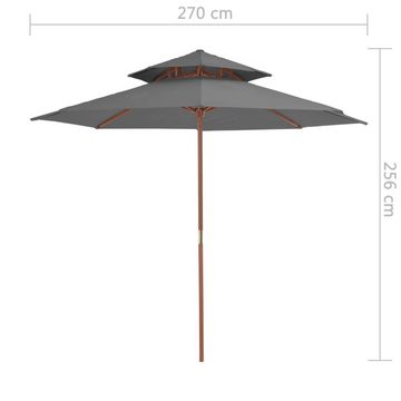 vidaXL Balkonsichtschutz Sonnenschirm mit Doppeldach und Holzstange 270 cm Anthrazit