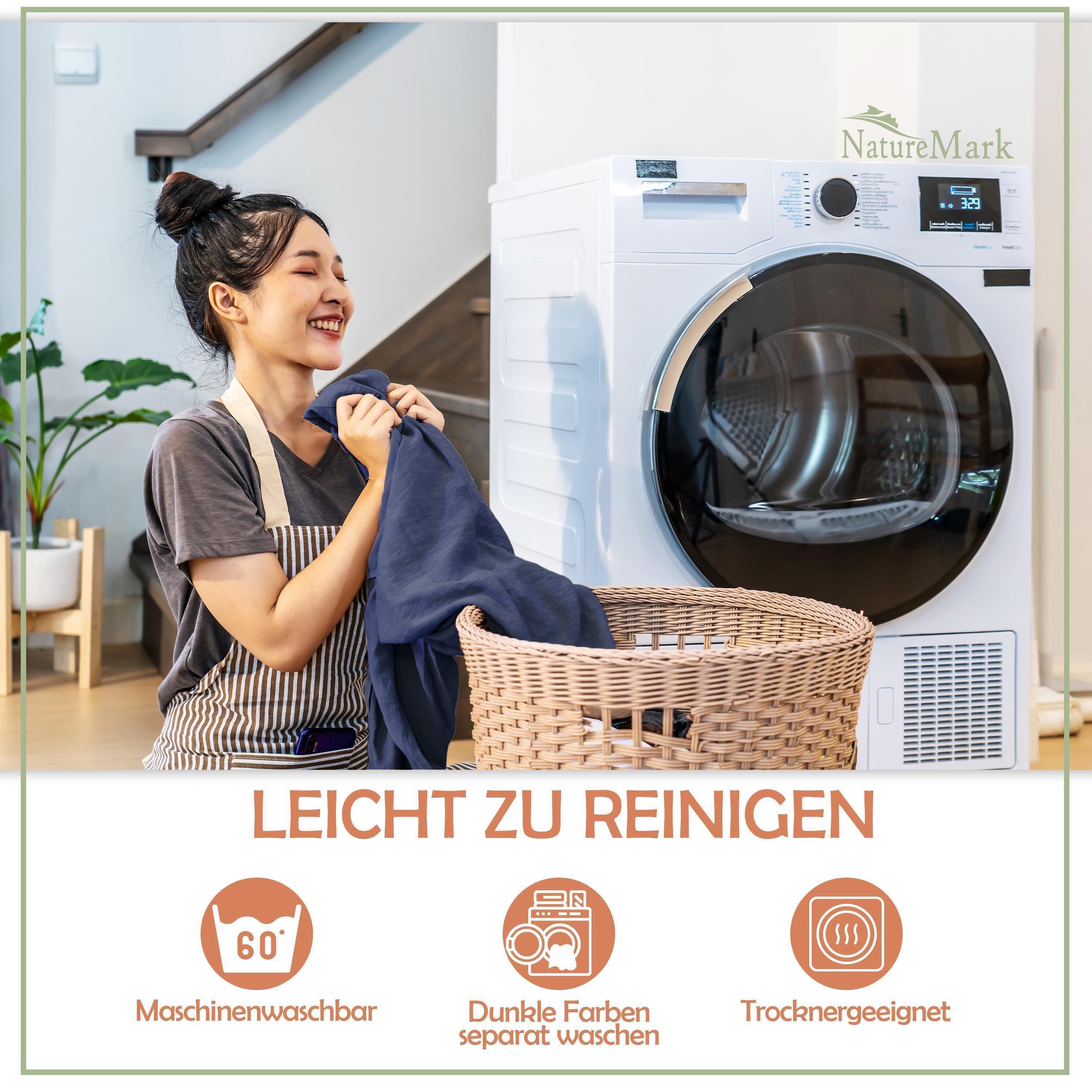 NatureMark Spannbettlaken 2er-Set Mikrofaser Spannbetttuch, Polyester, Gummizug: rundum, (2 Stück), blau)