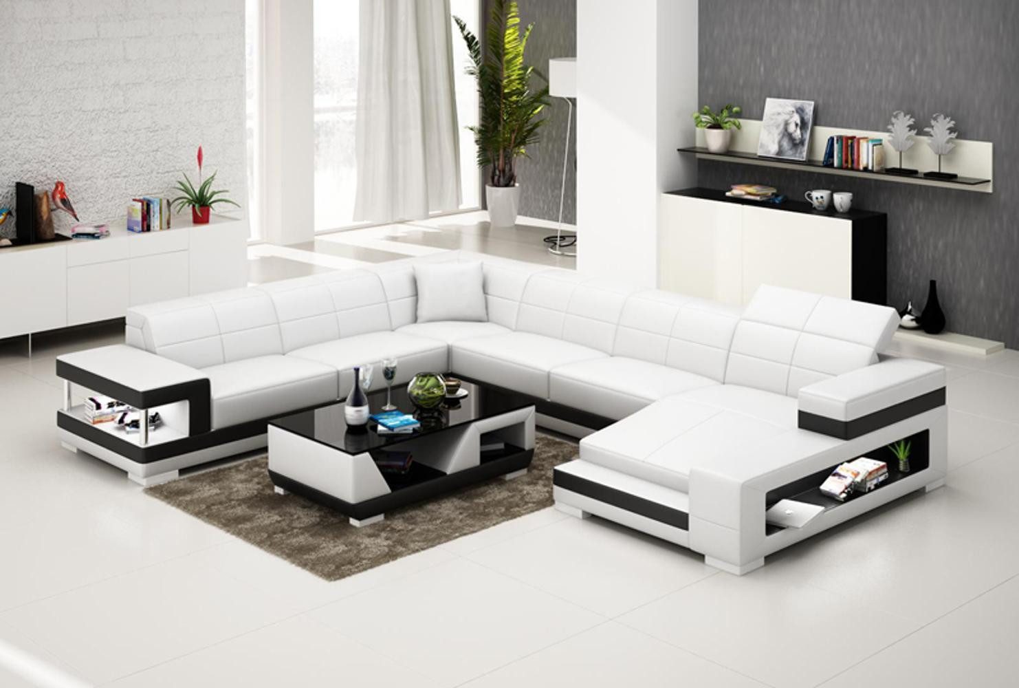 Xlmoebel Wohnlandschaft Ledersofa G8017 in modernem Design für elegantes Ambiente, Wohnlandschaft, Hergestellt in Europa