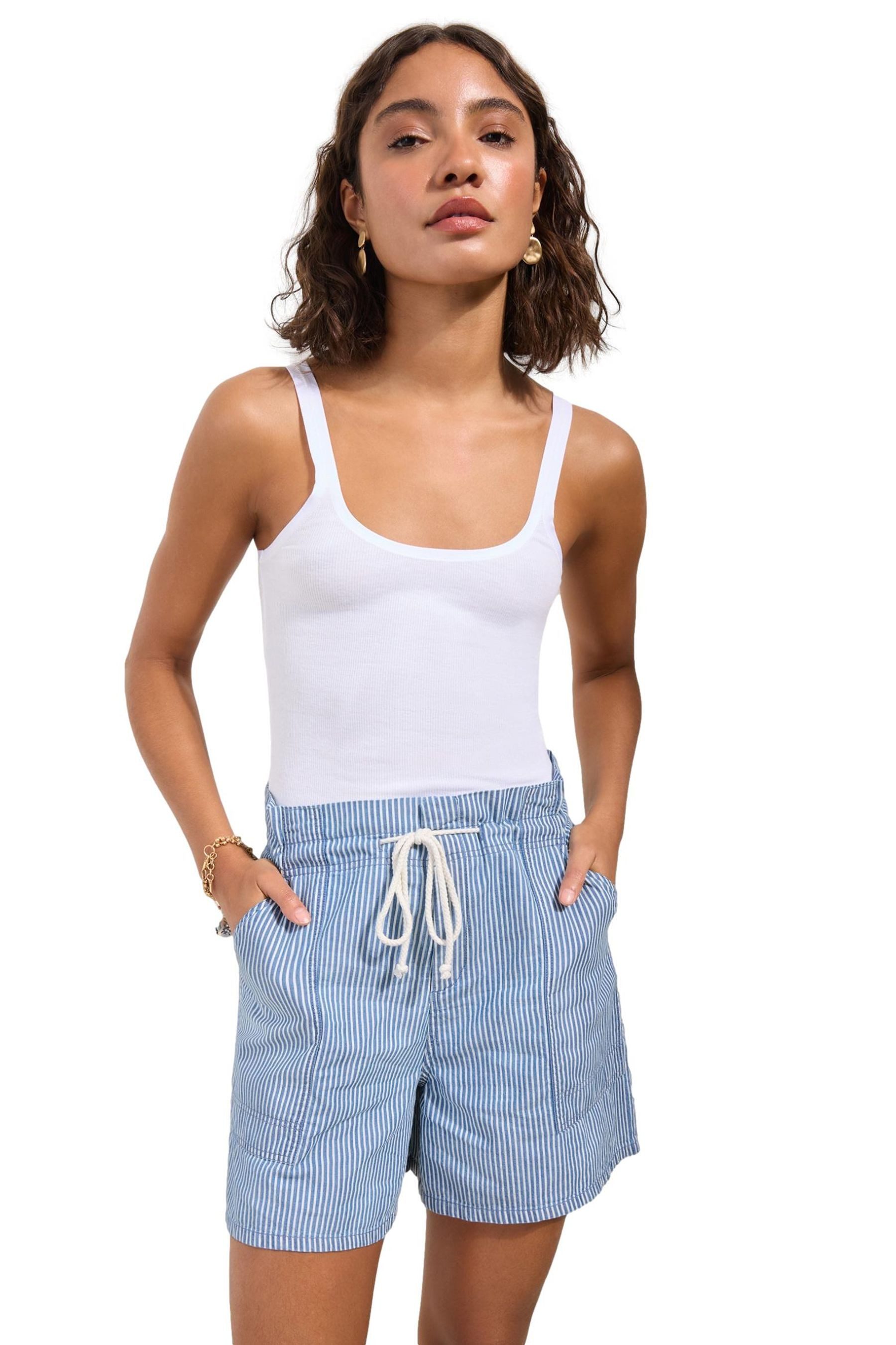 Friends Like These Shorts Friends Like These Chambray-Shorts mit Bindekordel (1-tlg)