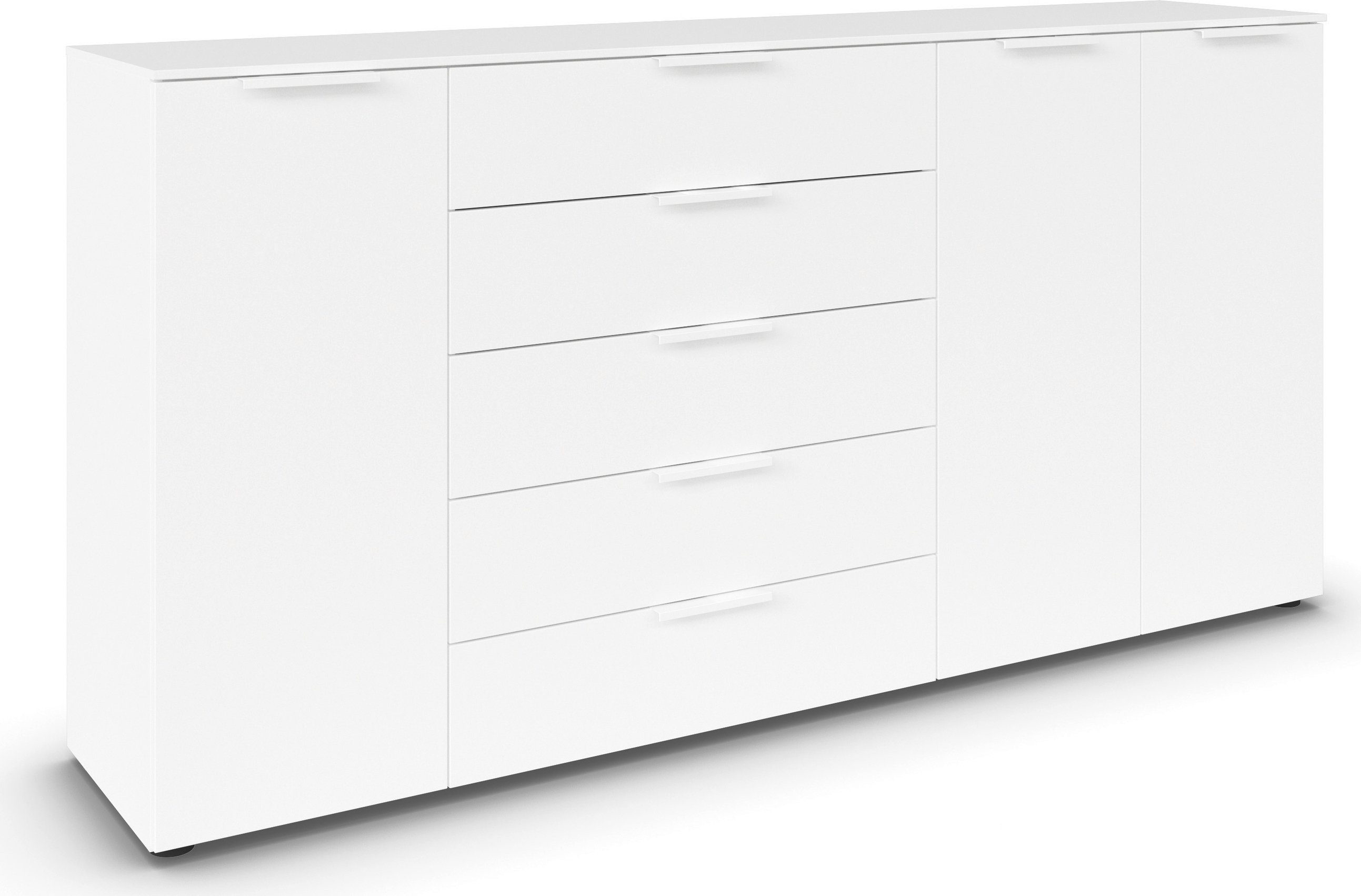rauch Schubkastenkommode Kommode Türkommode Sideboard Kombikommode FLIPP (Breite 200 cm mit 4 Einlegeböden), 3-türig mit 5 Schubladen und Soft-Close-Funktion