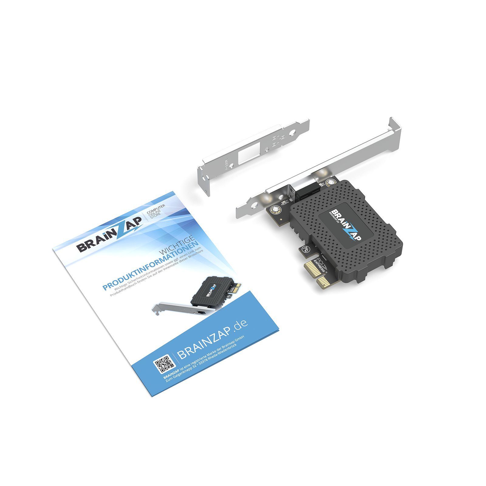 BRAINZAP 1 Gbit/s PCIe Gigabit LAN Netzwerkkarte Netzwerk-Adapter PCI-Express zu RJ-45, Ethernet, RJ-45, 1 Gbit/s