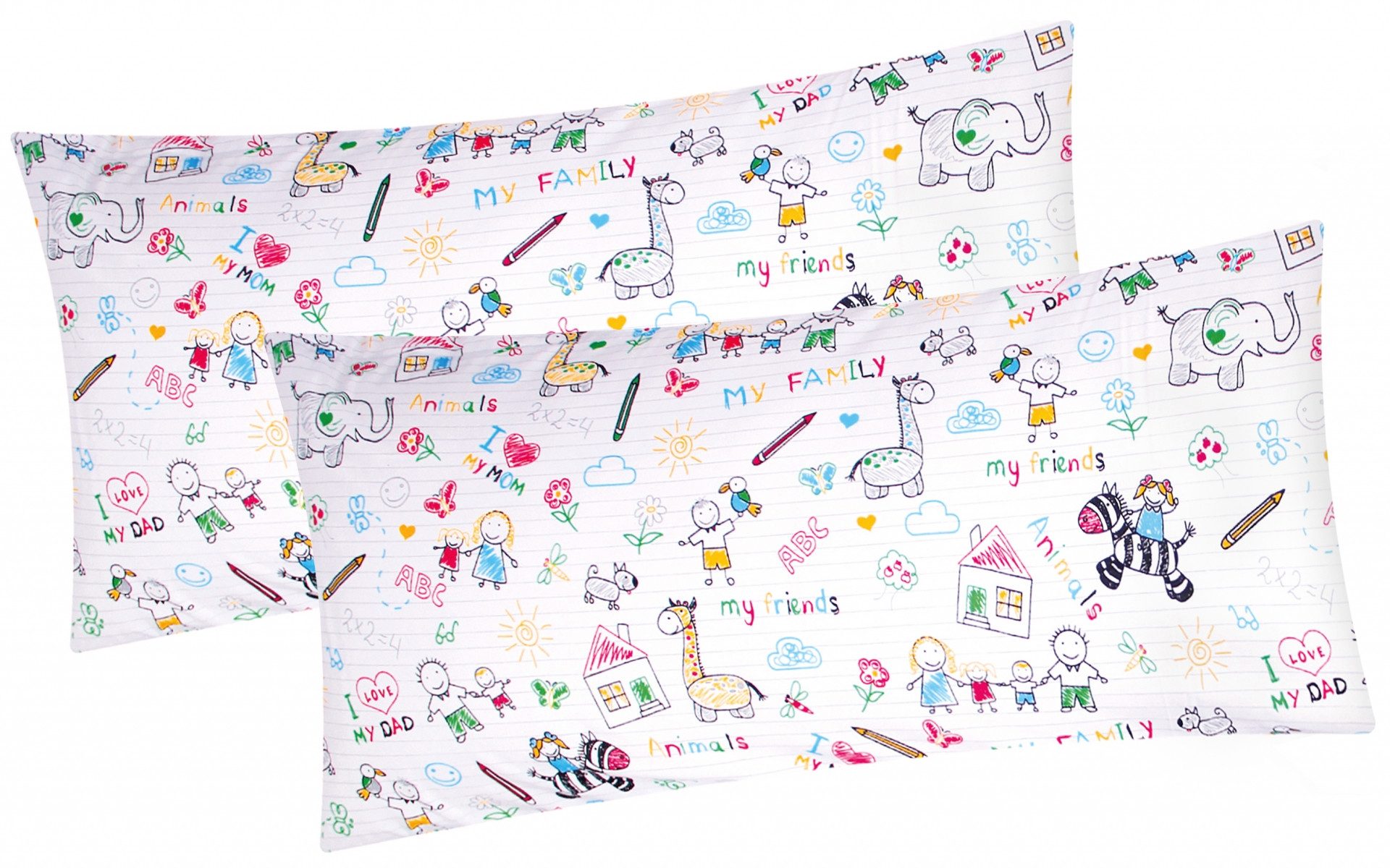 Heubergshop Kissenbezug, (2 Stück), 2er Set 40x80cm Familie Tiere gemalt Ki günstig online kaufen