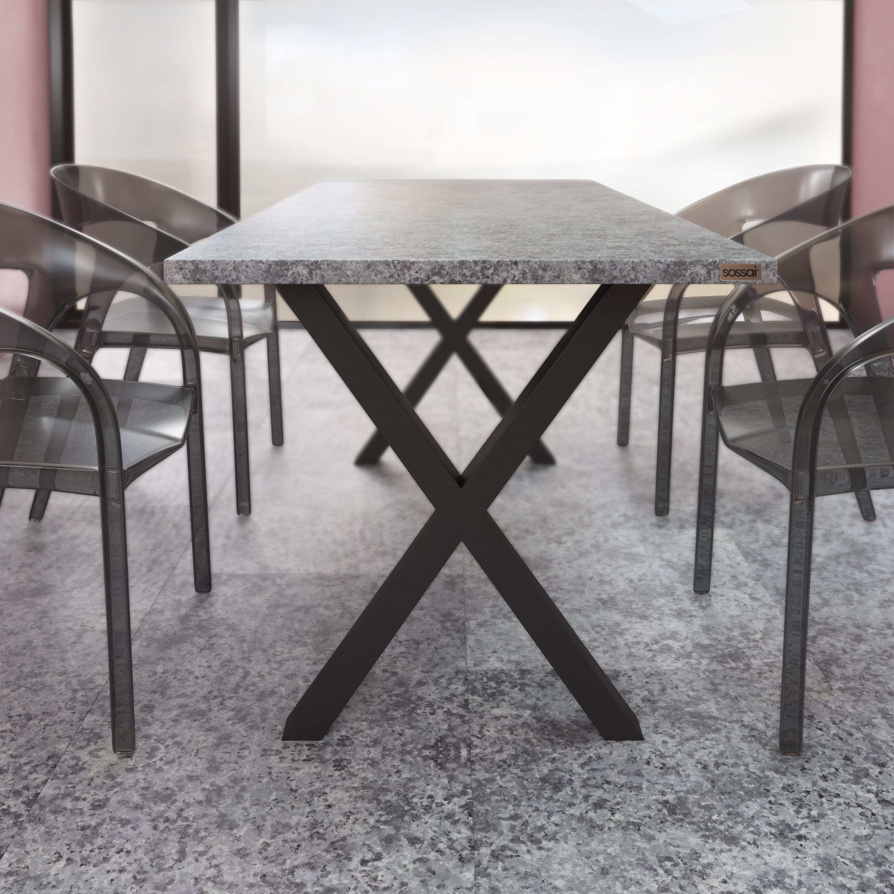 sossai® Tischgestell Stahl Tischgestell TKX2 X-Form 60x72cm in Schwarz (2-St), Rahmen: 60mm x 60mm