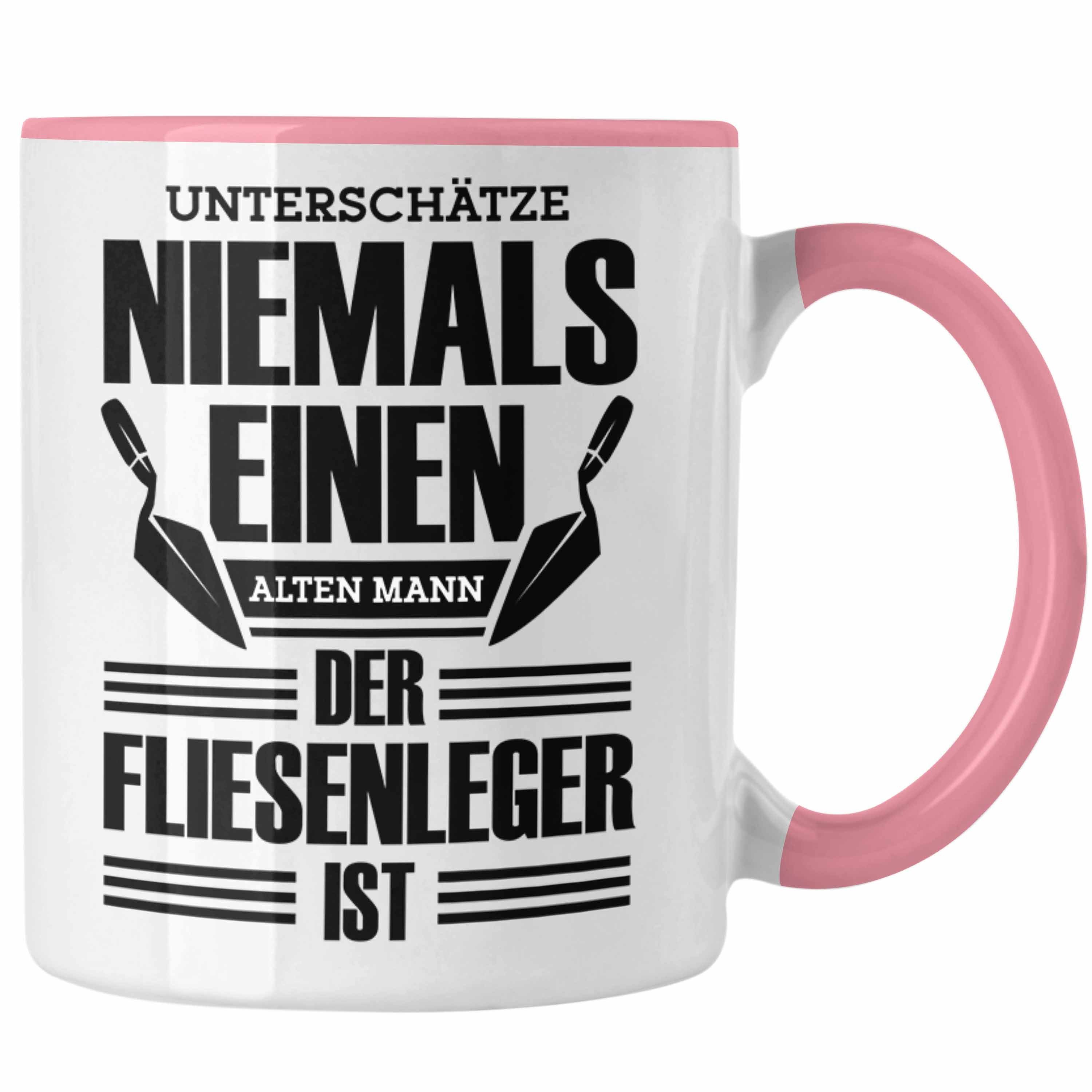 Trendation Tasse Tasse für Fliesenleger Geschenkidee für alten Mann, Opa oder Papa Rosa