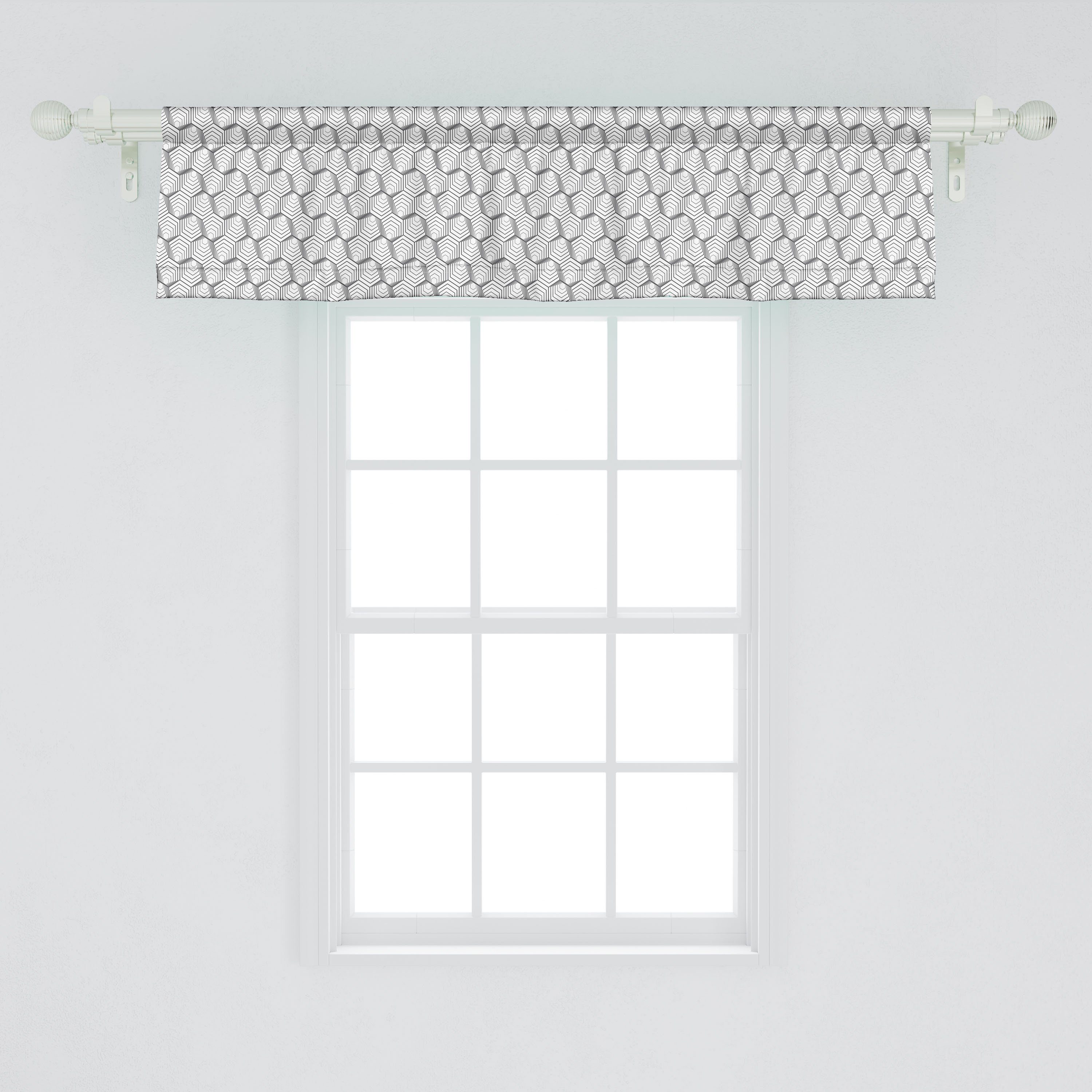 Scheibengardine Vorhang Volant Schlafzimmer Modern mit Illusion Abstrakt Dekor Microfaser, Abakuhaus, für Geometrisch Stangentasche, Küche
