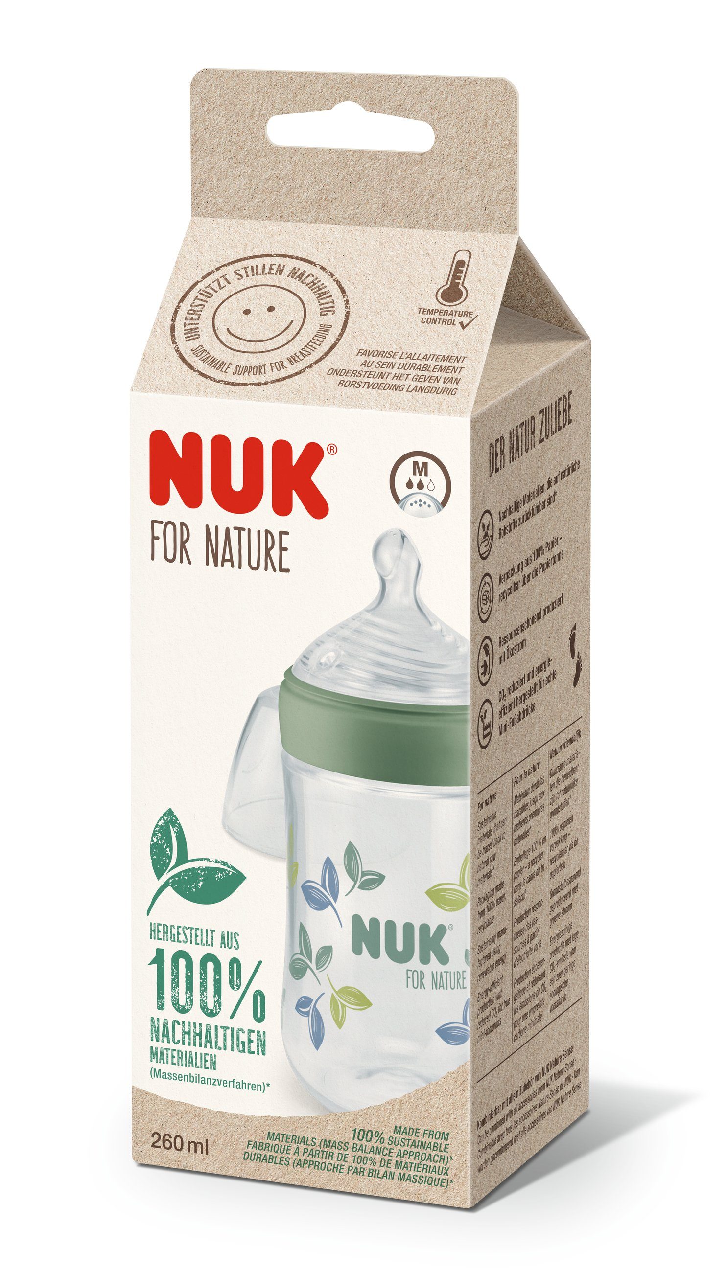 NUK Babyflasche NUK for Nature Babyflasche 10216303, Silikon, Größe M, 260 ml, 1