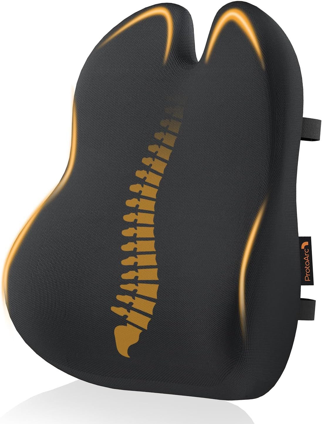 ProtoArc Rückenkissen Ergonomisches RückenKissen Lendenwirbelkissen Atmungsaktiv, Rückenstütze mit Verstellbare Doppelriemen