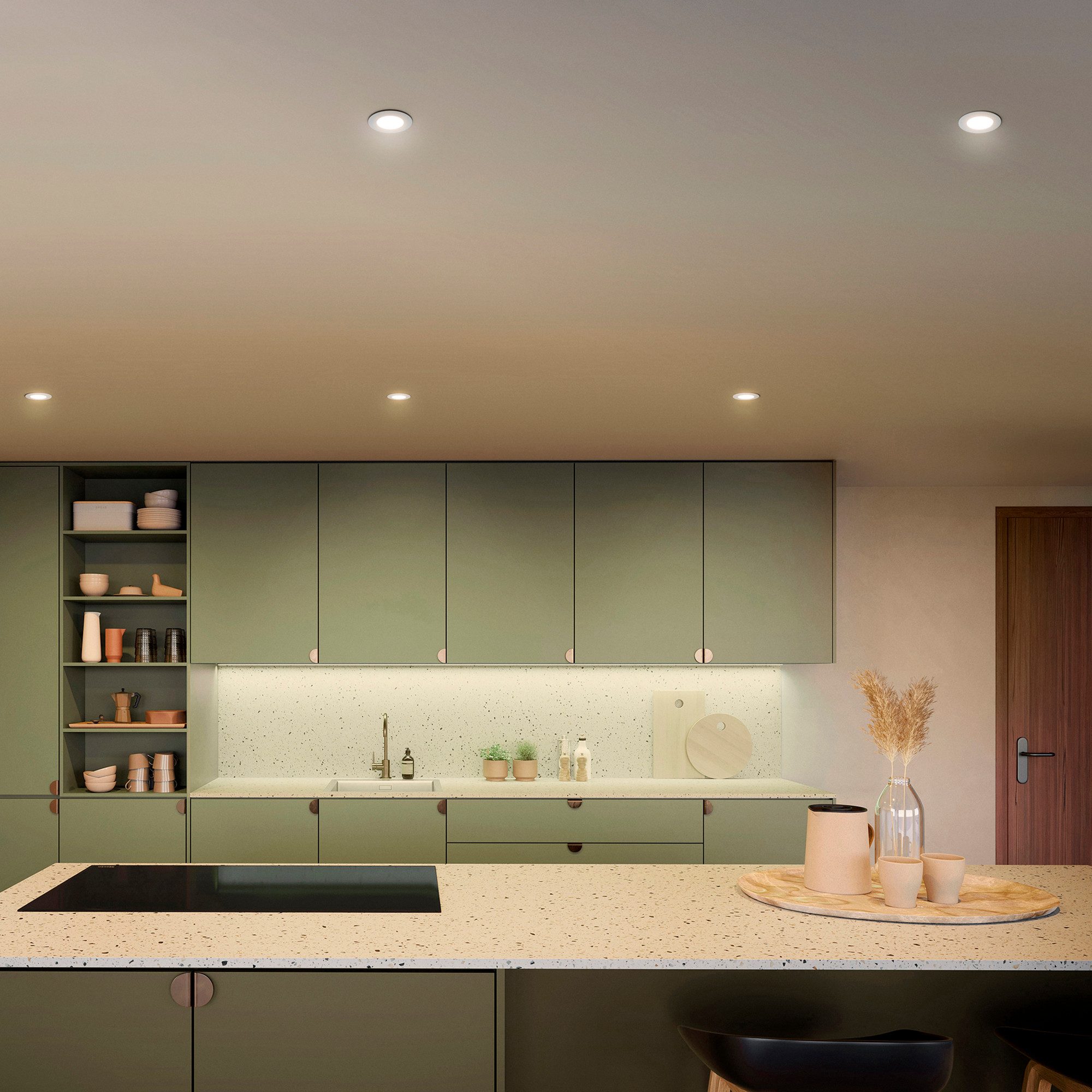 Philips Hue LED Deckenspot Slim Downlight Einbauleuchte, Abschaltautomatik, Bluetooth, CCT - über Fernbedienung, Dimmer, Dimmfunktion, Farbsteuerung, Farbwechsel, Leuchtdauer einstellbar, Memoryfunktion, Nachtlichtfunktion, RGB, Smart Home, Timerfunktion, Weckerfunktion, dimmbar über Fernbedienung, erweiterbar, getrennt schaltbar, mehrere Helligkeitsstufen, LED fest integriert, RGB, 1000–20000K, auf 0,2% dimmbar, App‑ & Sprachsteuerung