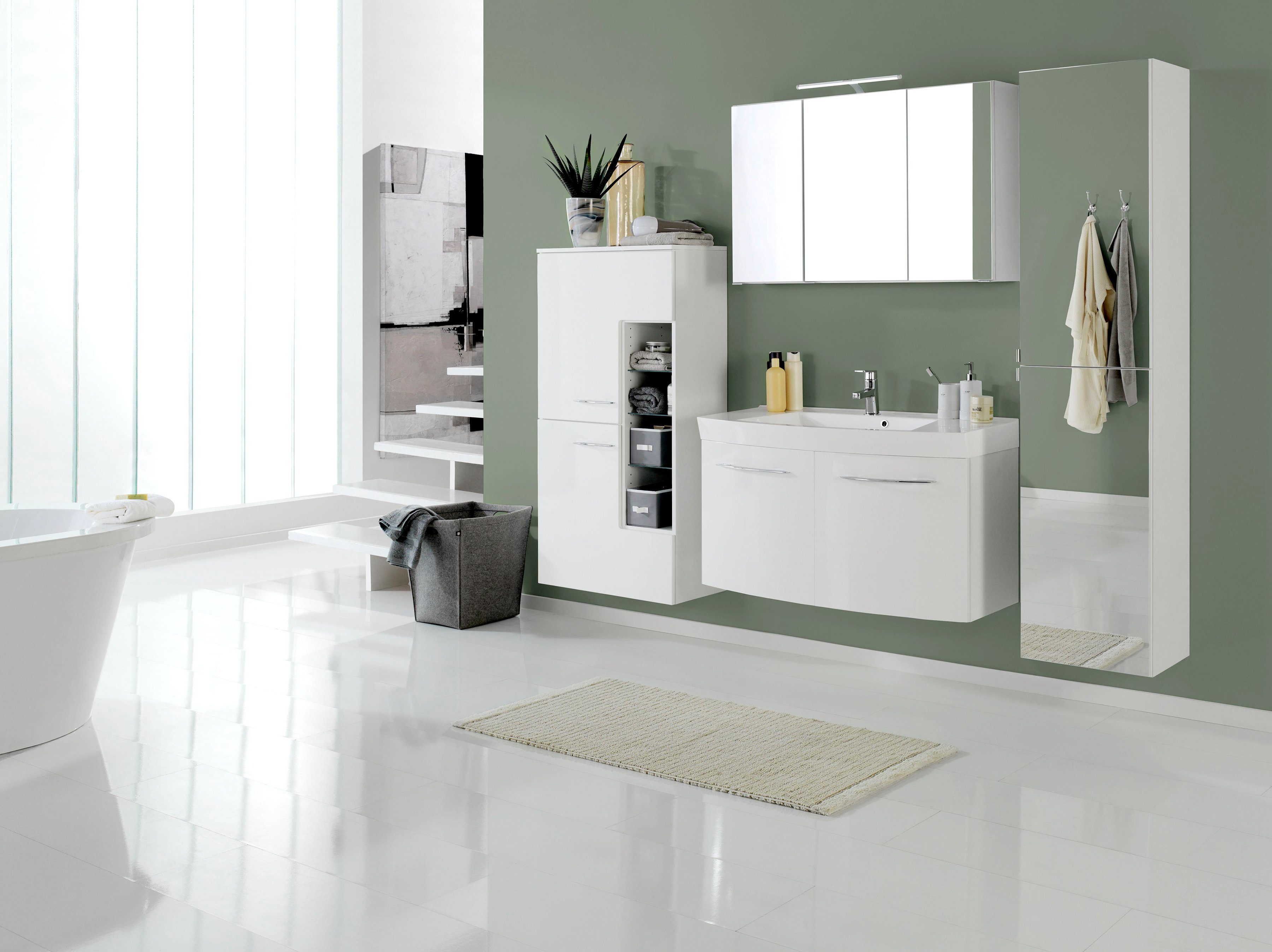 welltime Midischrank Florida Breite 65 cm, mit hochglänzenden Fronten