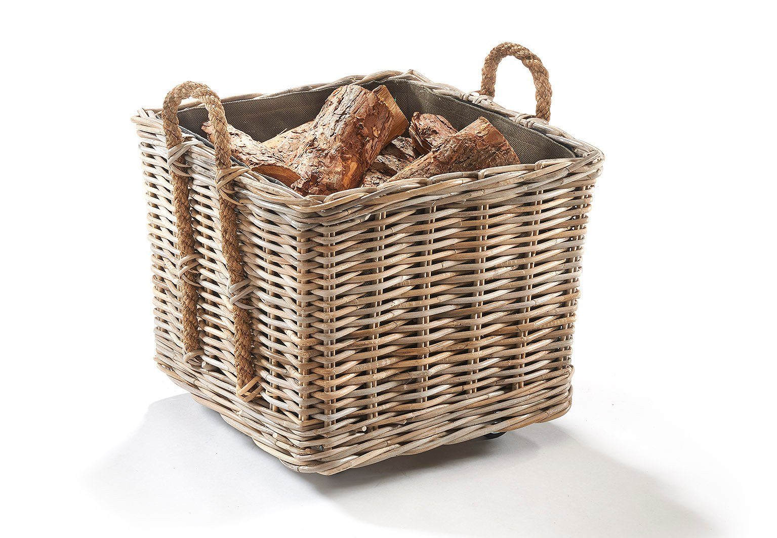 Kobolo Kaminholzkorb Kaminholzkorb aus grauem Rattan günstig online kaufen